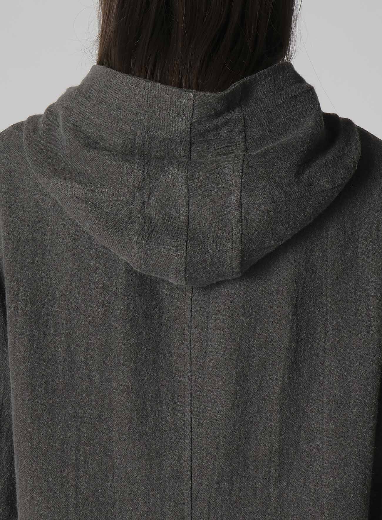 INK-DYED LINEN-WOOL VIYELLA HOODED JACKET