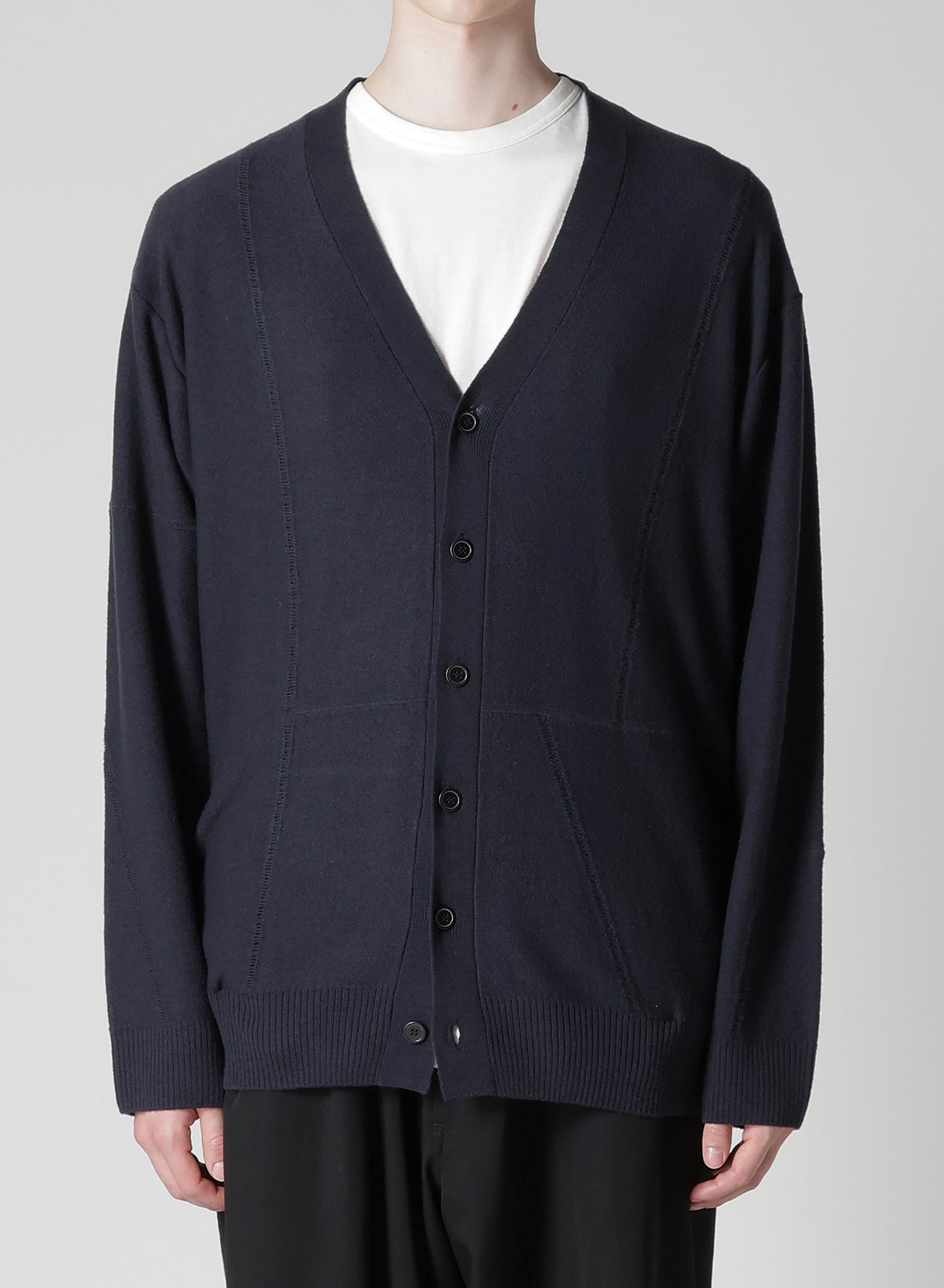 V-NECK CARDIGAN WITH PANEL DESIGN