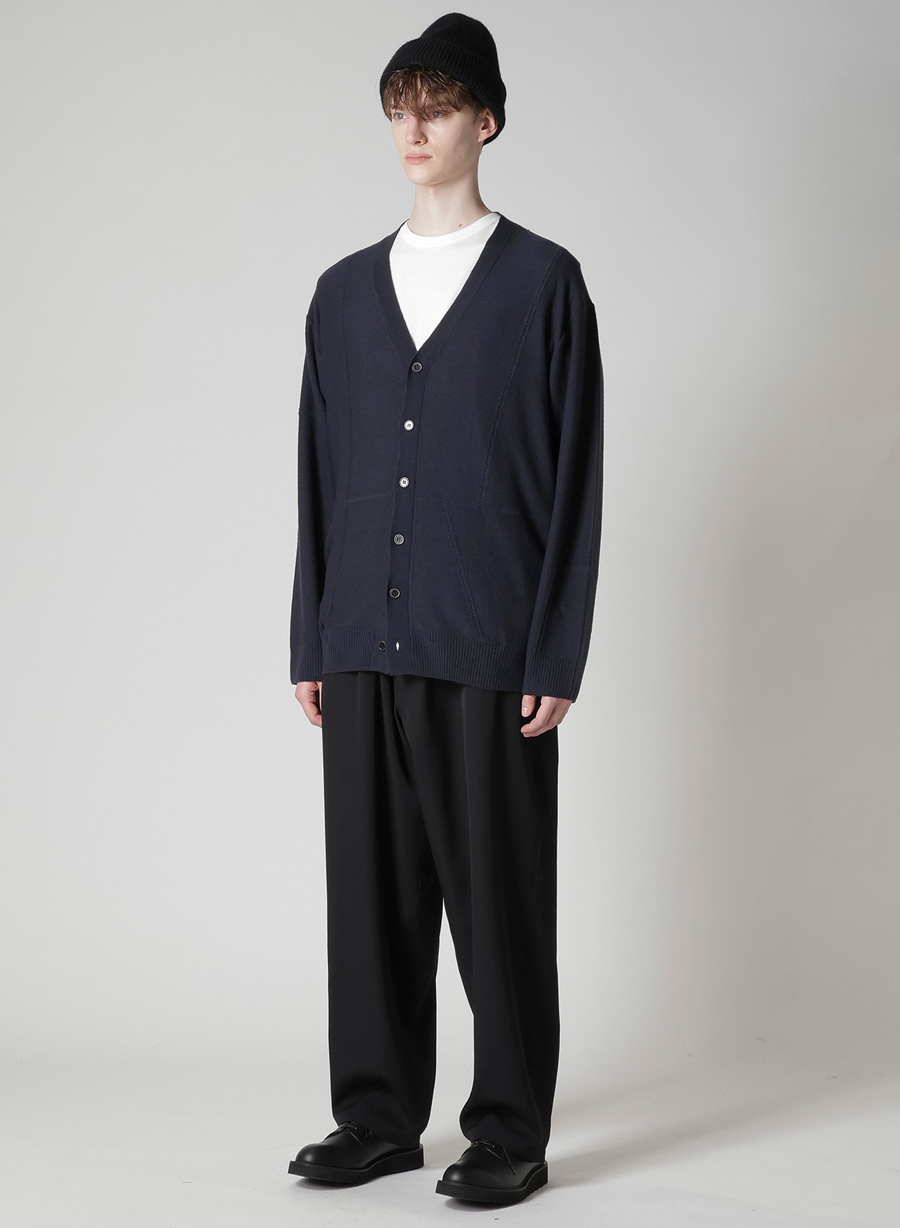 V-NECK CARDIGAN WITH PANEL DESIGN