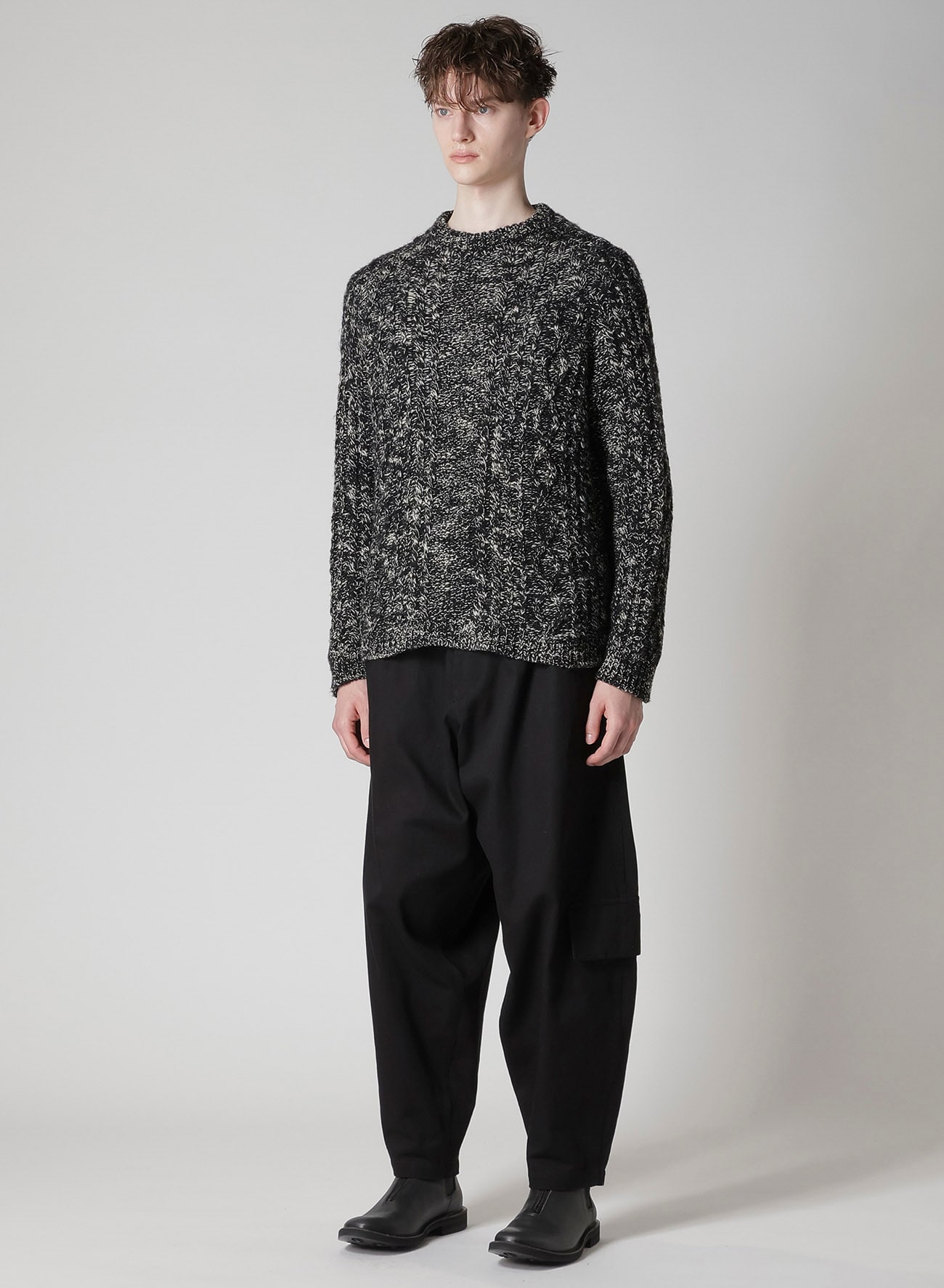 ARAN KNIT ROUND NECK PULLOVER