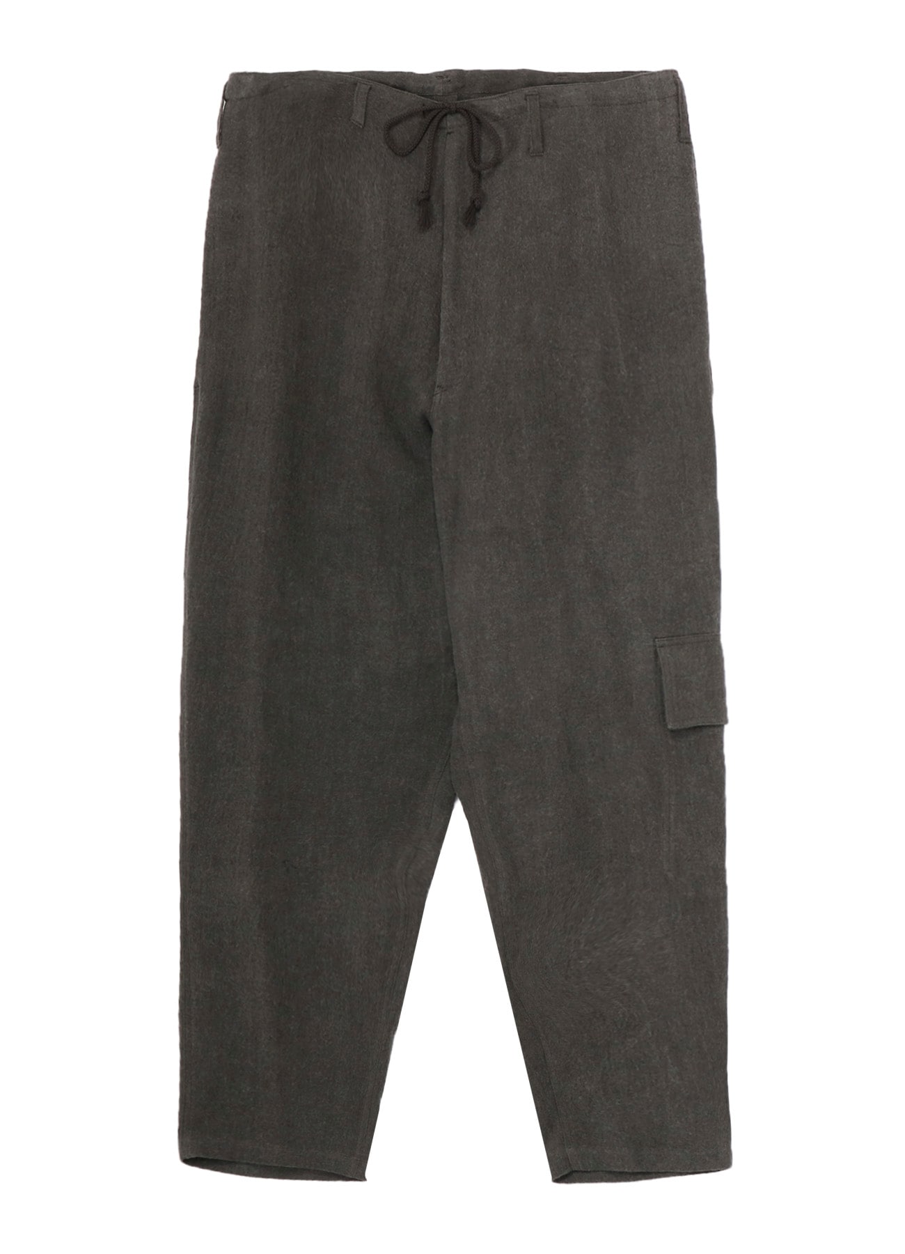 INK-DYED LINEN-WOOL VIYELLA SIDE TUCK STRING PANTS