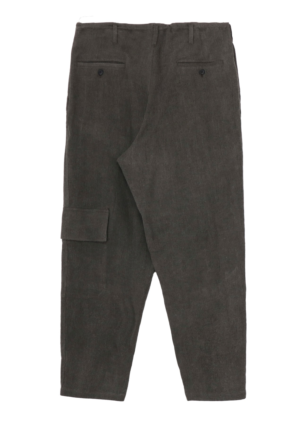 INK-DYED LINEN-WOOL VIYELLA SIDE TUCK STRING PANTS