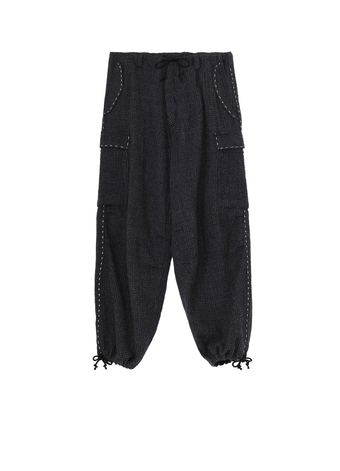 HOUNDSTOOTH CARGO PANTS WITH HAND STITCH