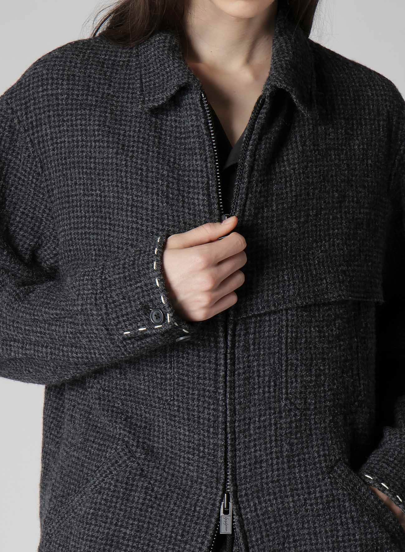 HOUNDSTOOTH BLOUSON WITH HAND STITCH