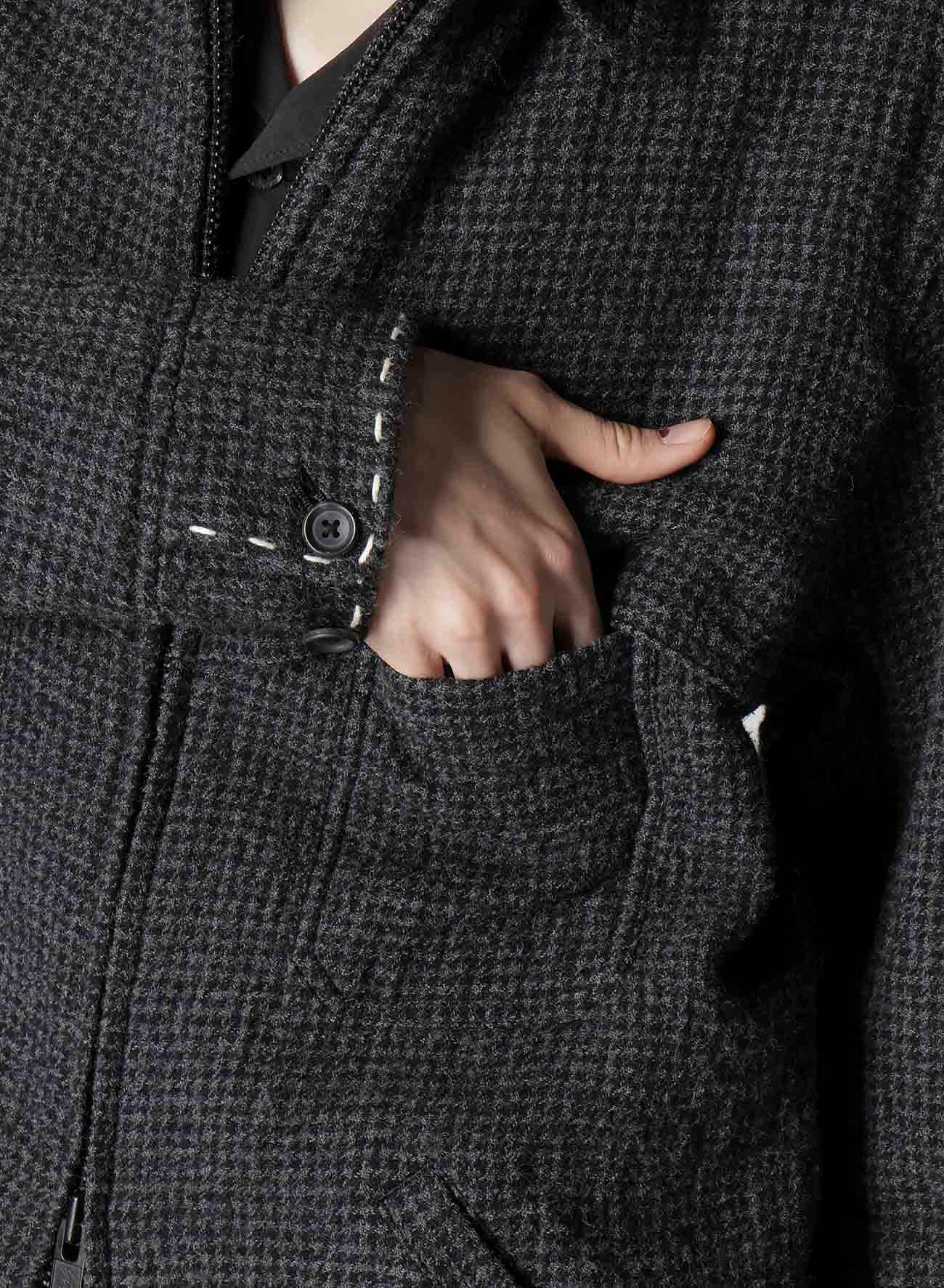 HOUNDSTOOTH BLOUSON WITH HAND STITCH