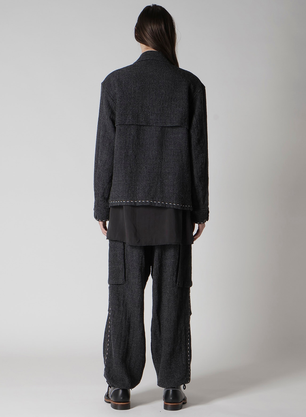 HOUNDSTOOTH BLOUSON WITH HAND STITCH