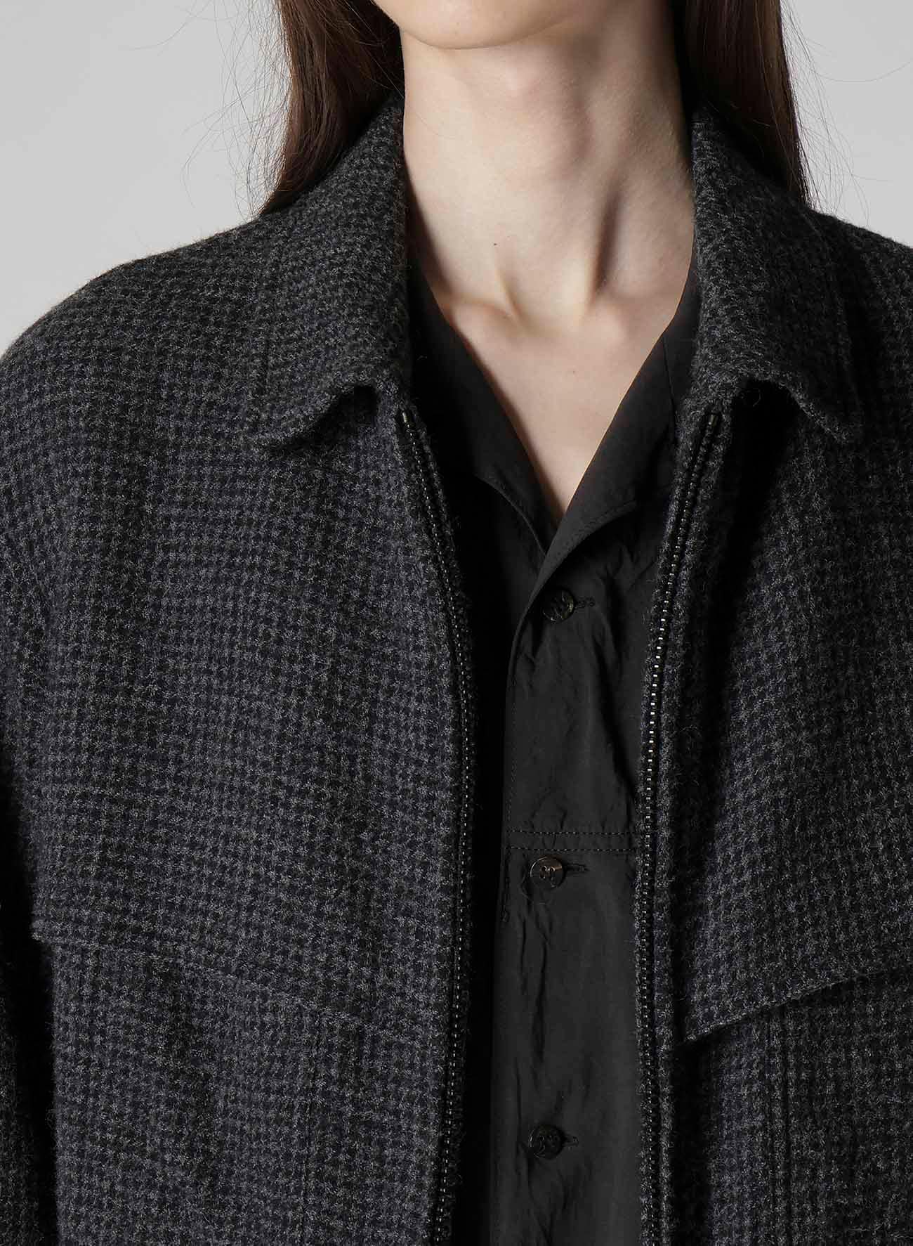 HOUNDSTOOTH BLOUSON WITH HAND STITCH