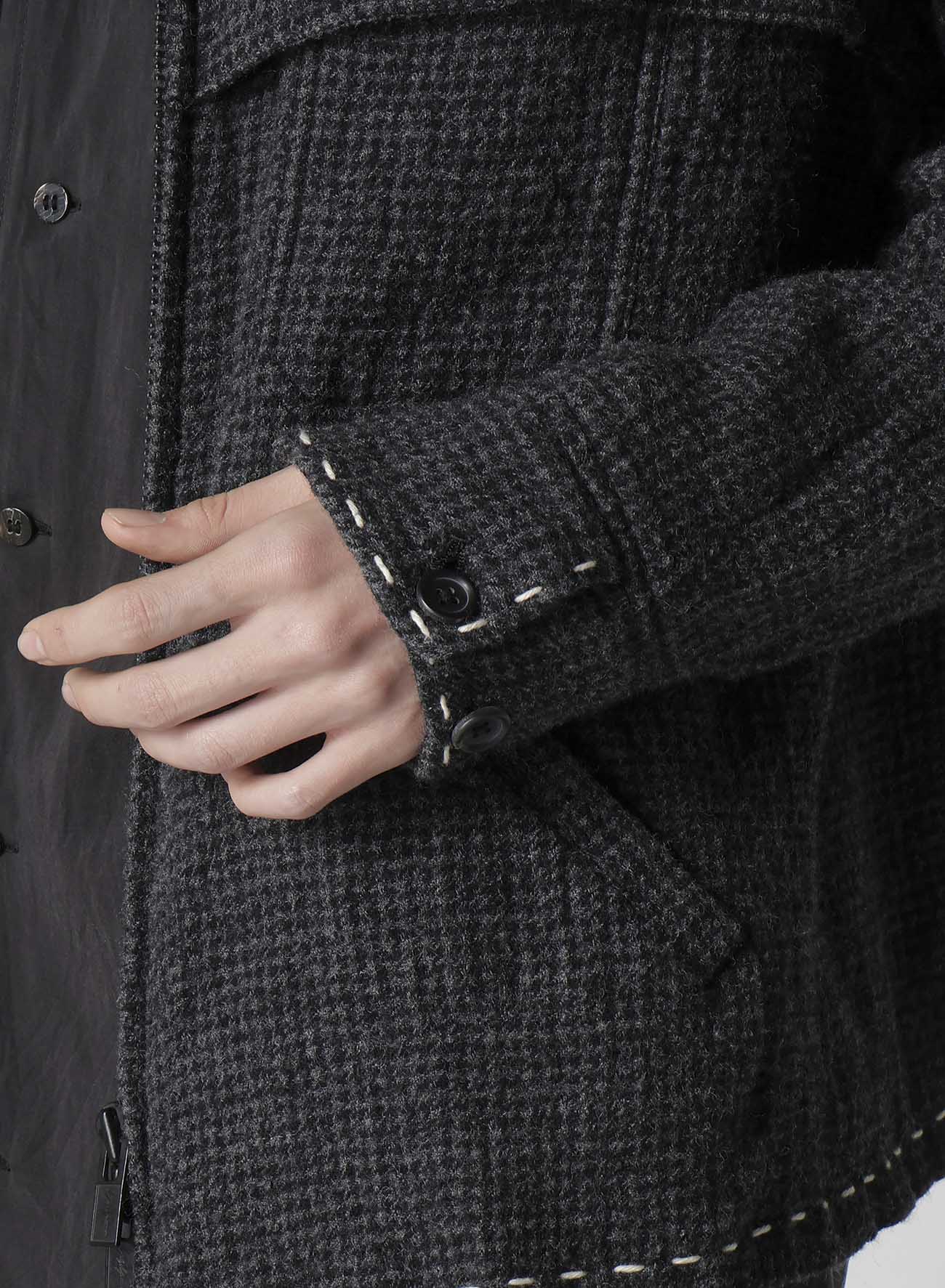 HOUNDSTOOTH BLOUSON WITH HAND STITCH