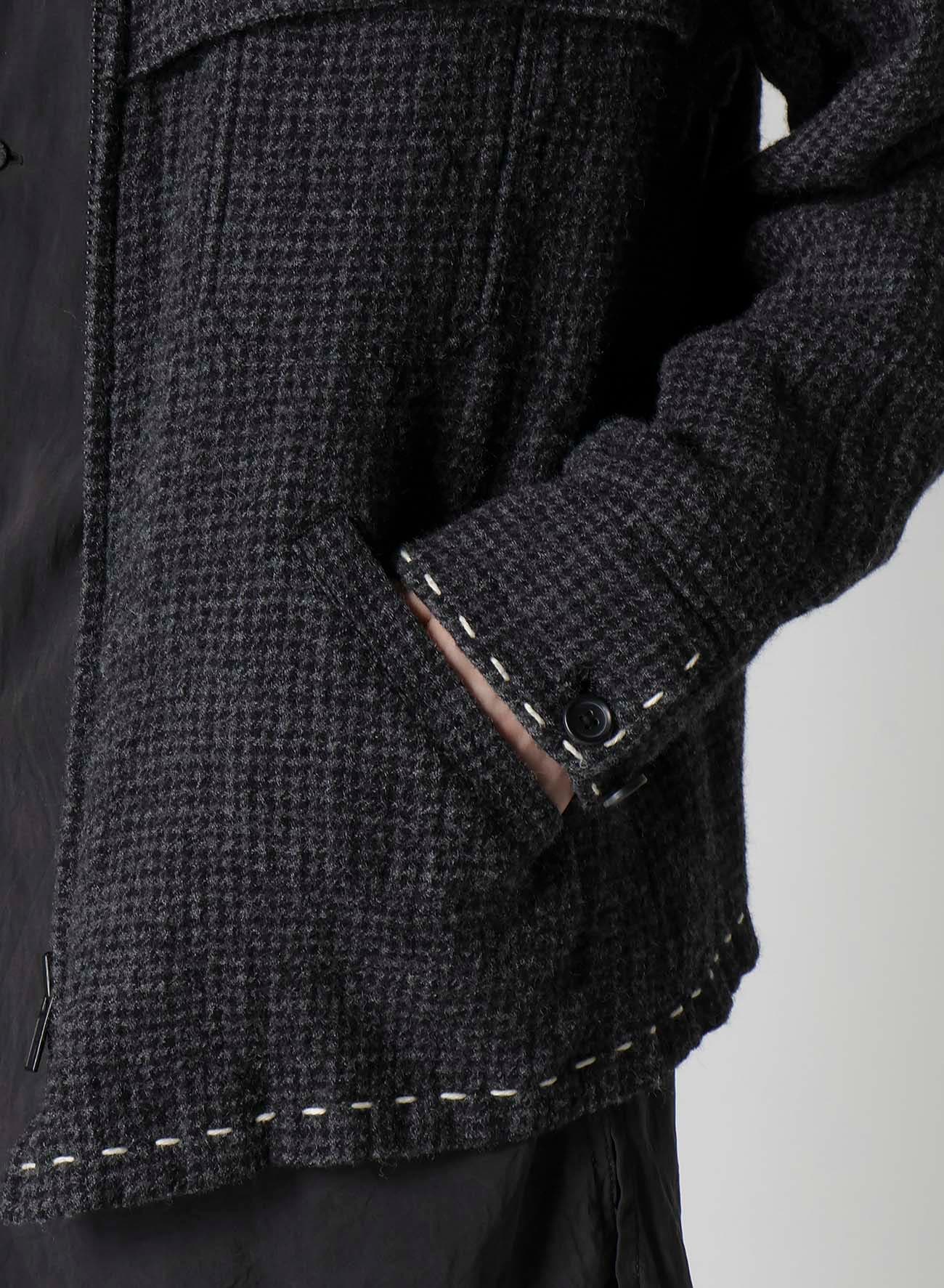 HOUNDSTOOTH BLOUSON WITH HAND STITCH