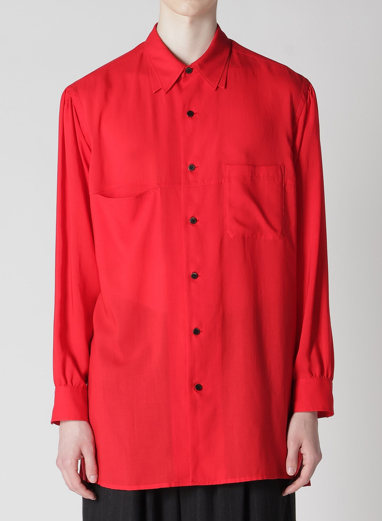 CELLULOSE LAWN DOUBLE COLLAR BIG SHIRT