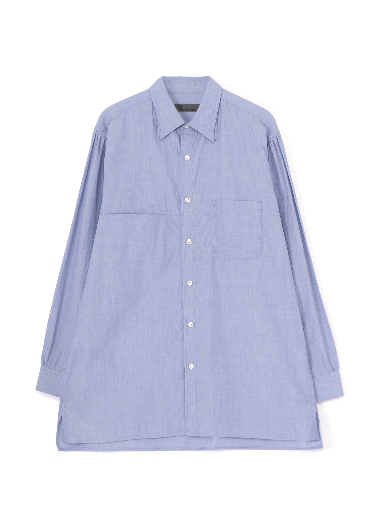 CHAIN STITCHED SHIRT WITH DOUBLE COLLAR(S Blue): Y's for men｜THE 