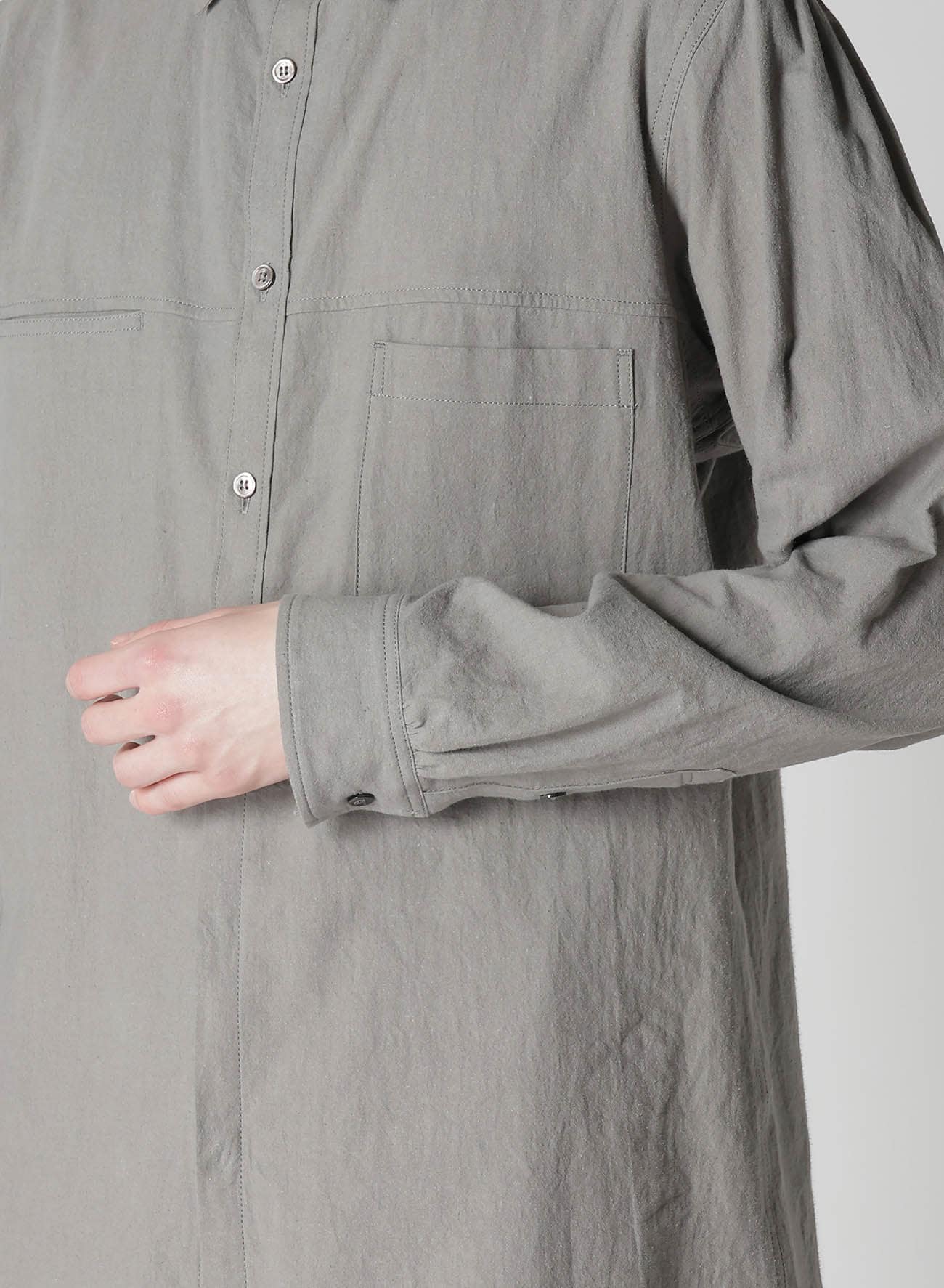 LINEN COTTON CANVAS CHAIN STITCH SHIRT