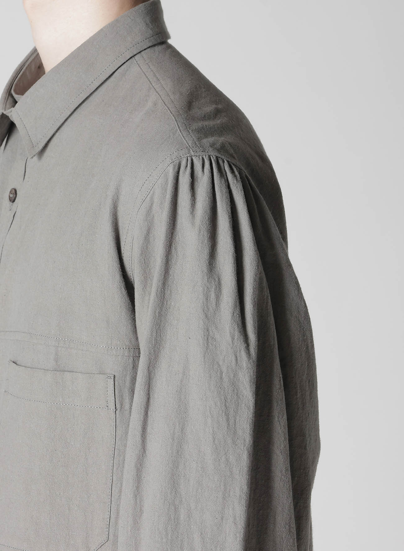 LINEN COTTON CANVAS CHAIN STITCH SHIRT