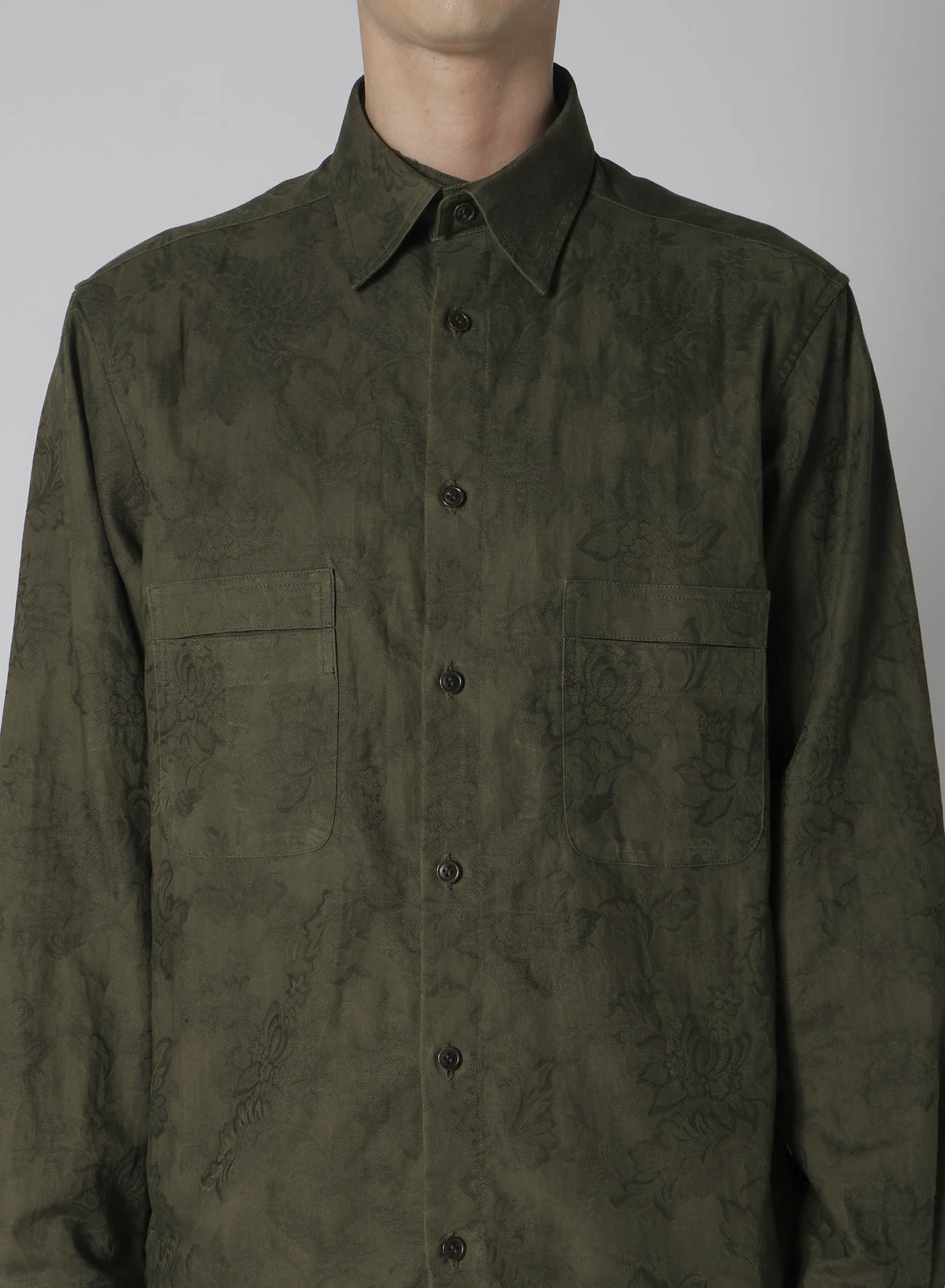 KHAKI FLOWER JACQUARD SHIRT