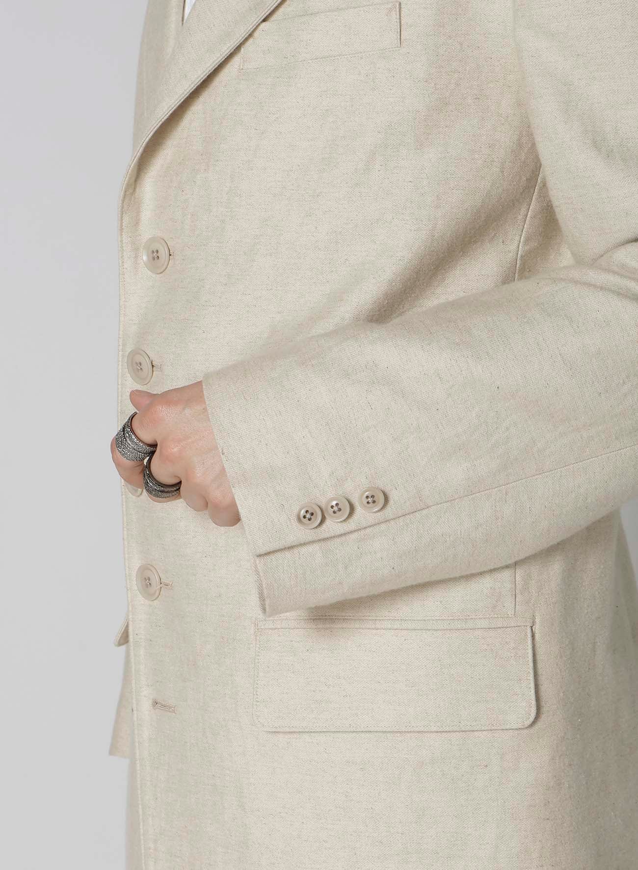 COTTN LINEN DOUBLE SATIN JACKET WITH 5-BUTTONS