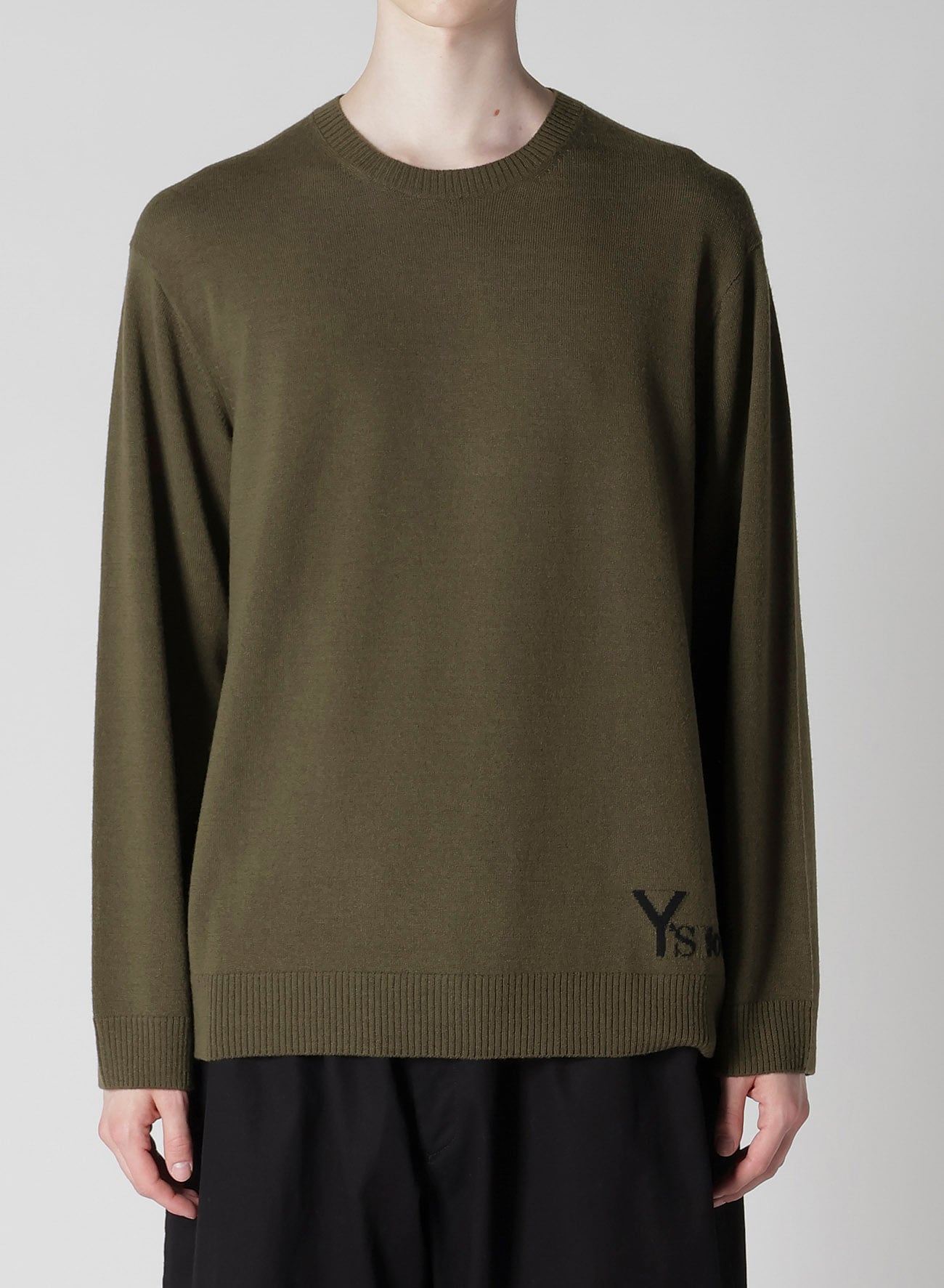 ROUND NECK INTARSIA KNIT WITH "Y's for men" LOGO