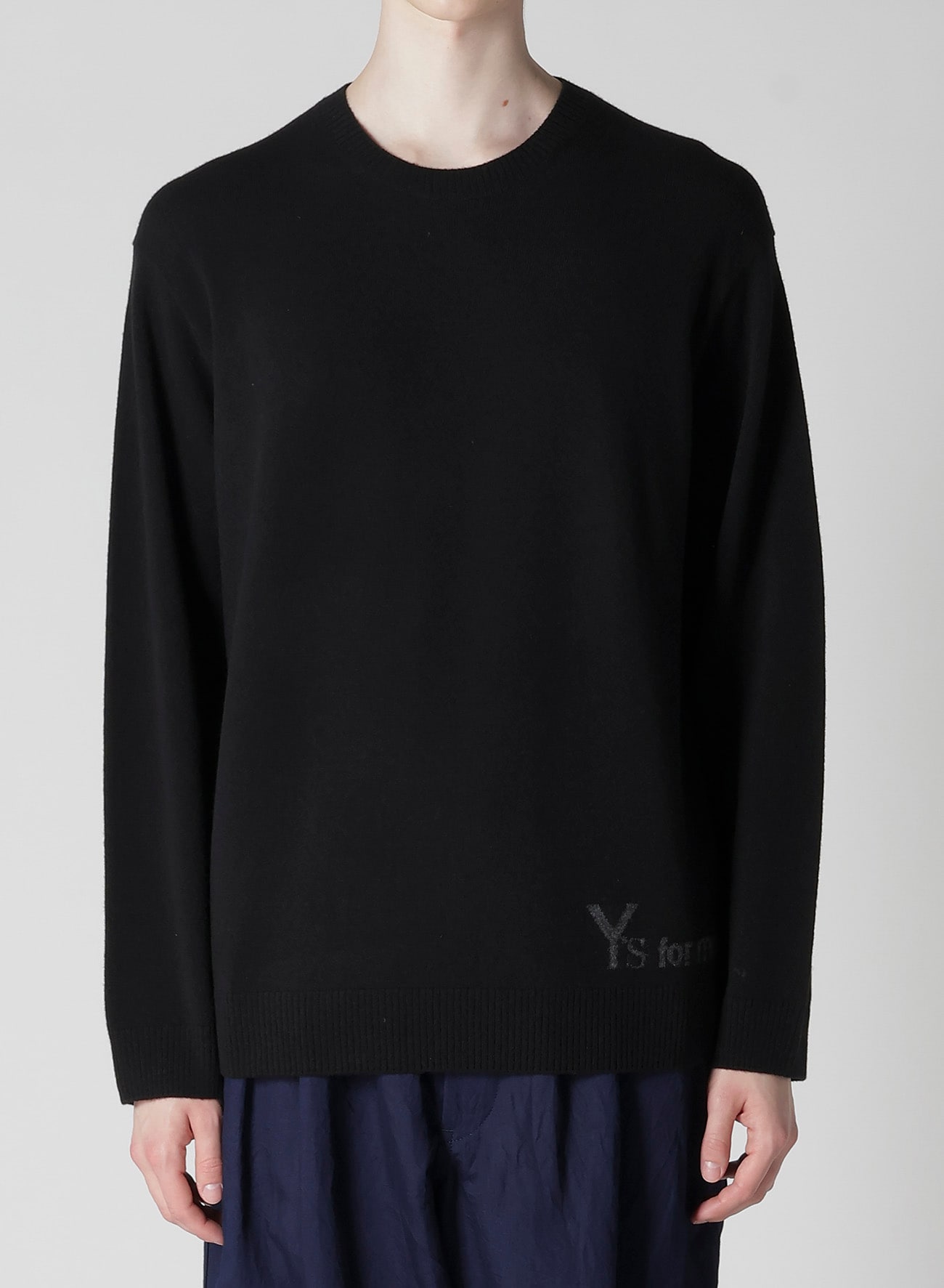 ROUND NECK INTARSIA KNIT WITH "Y's for men" LOGO