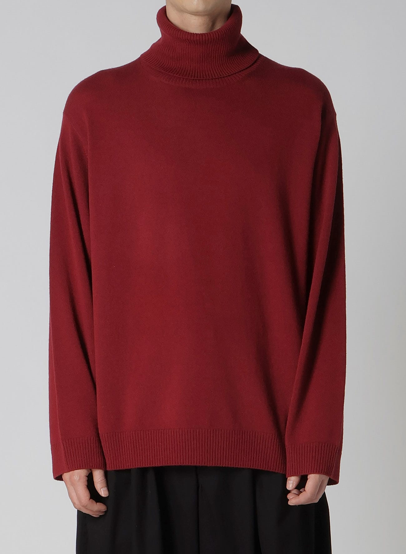 TURTLE NECK INTARSIA KNIT WITH "Y's for men" LOGO