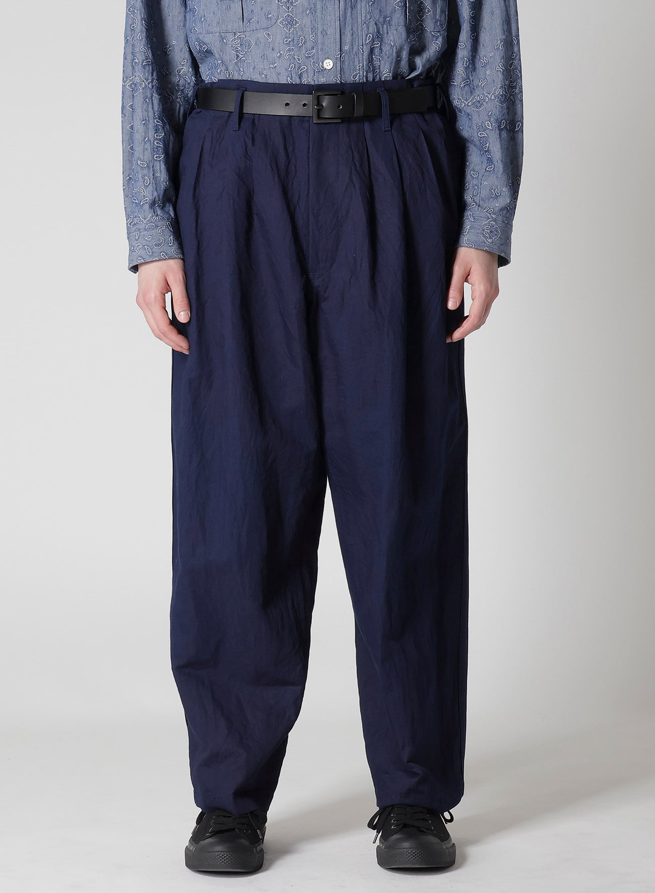 COTTON FLAX DENIM PANTS WITH SIDE TAPE