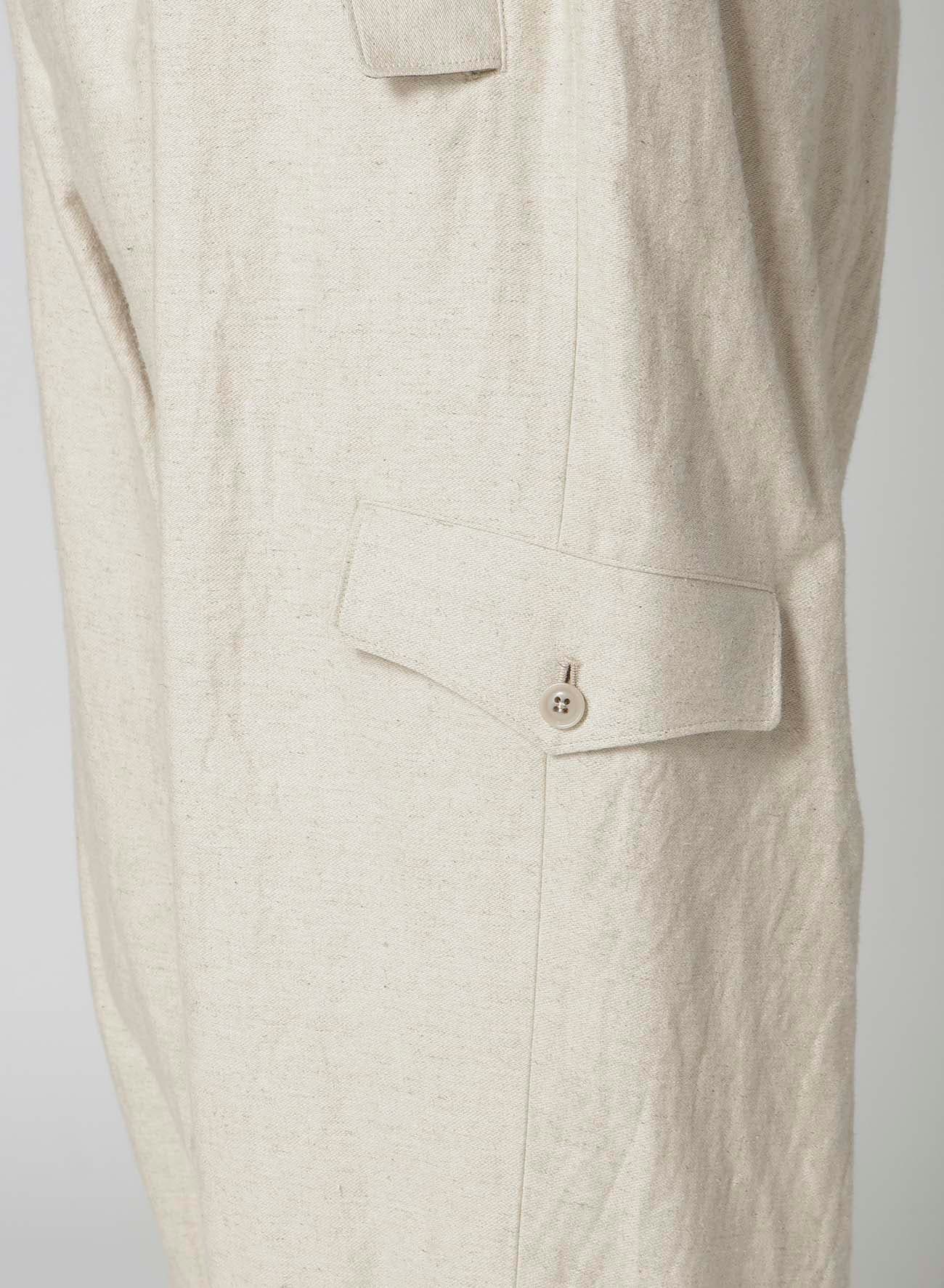 COTTON LINEN DOUBLE SATIN PANTS WITH FLAP POCKET