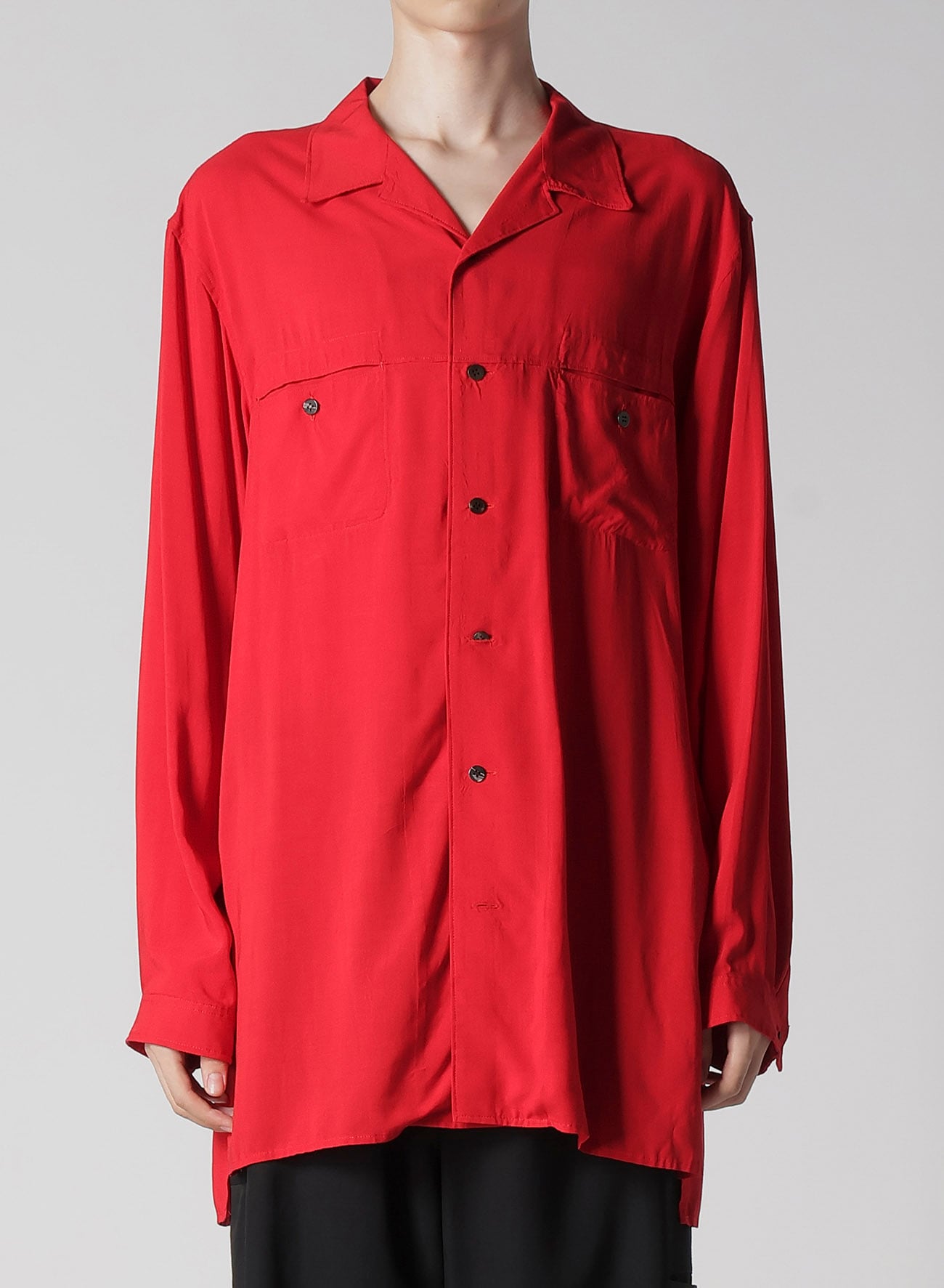 RAYON LAWN SHIRT WITH OPEN COLLAR