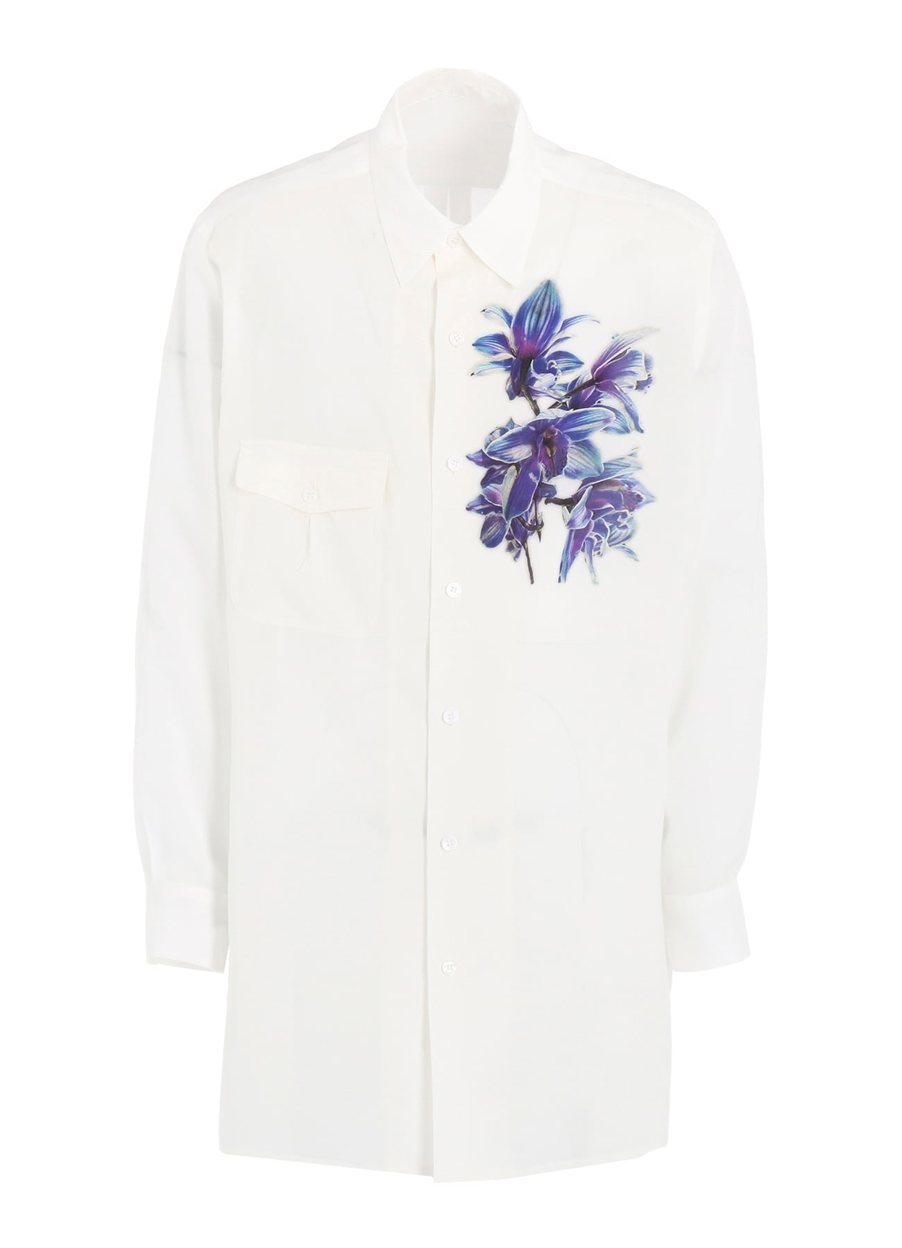 REGULAR COLLAR SHIRT WITH BLUE FLOWER PRINT