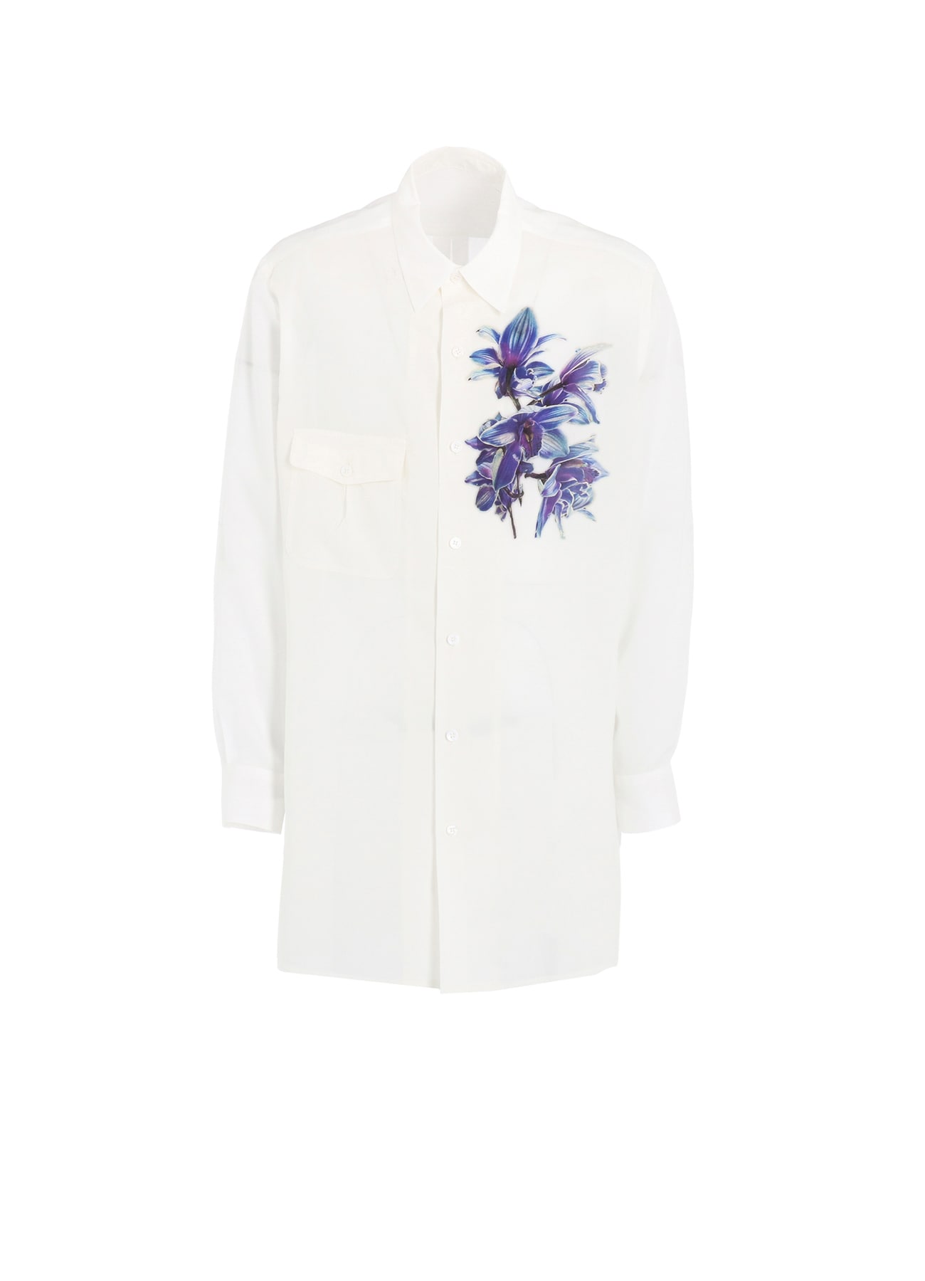 REGULAR COLLAR SHIRT WITH BLUE FLOWER PRINT
