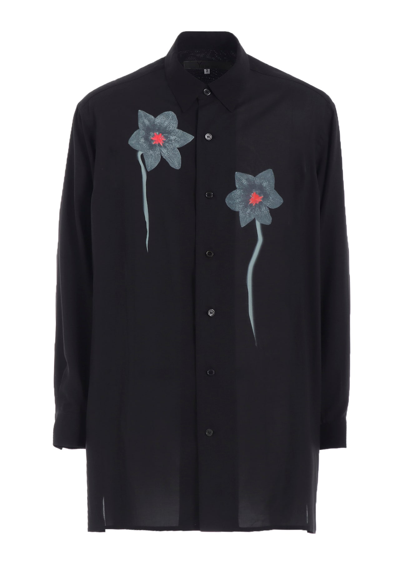 REGULAR COLLAR SHIRT WITH BLACK FLOWER PRINT