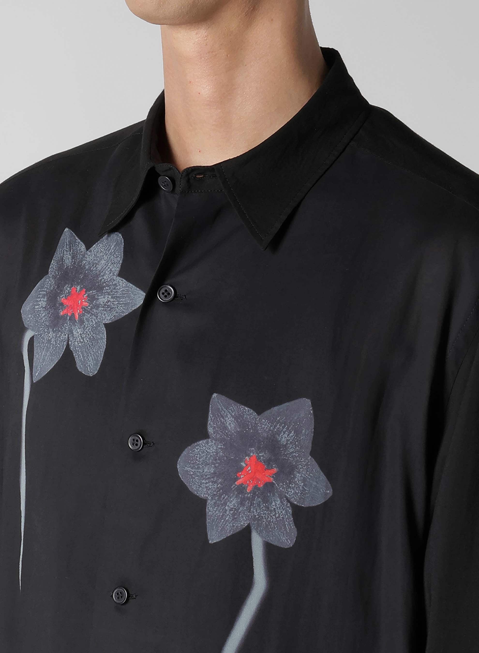 REGULAR COLLAR SHIRT WITH BLACK FLOWER PRINT