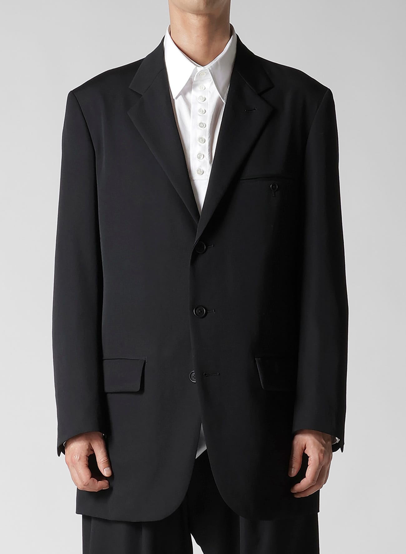 WOOL GABARDINE JACKET WITH RIGHT POCKET