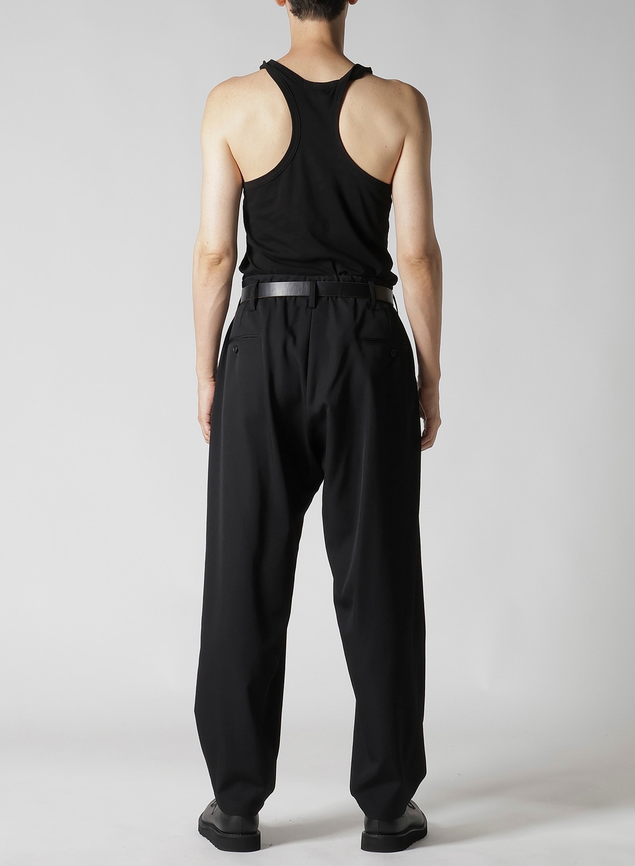 WOOL GABARDINE WAIST STRING PANTS