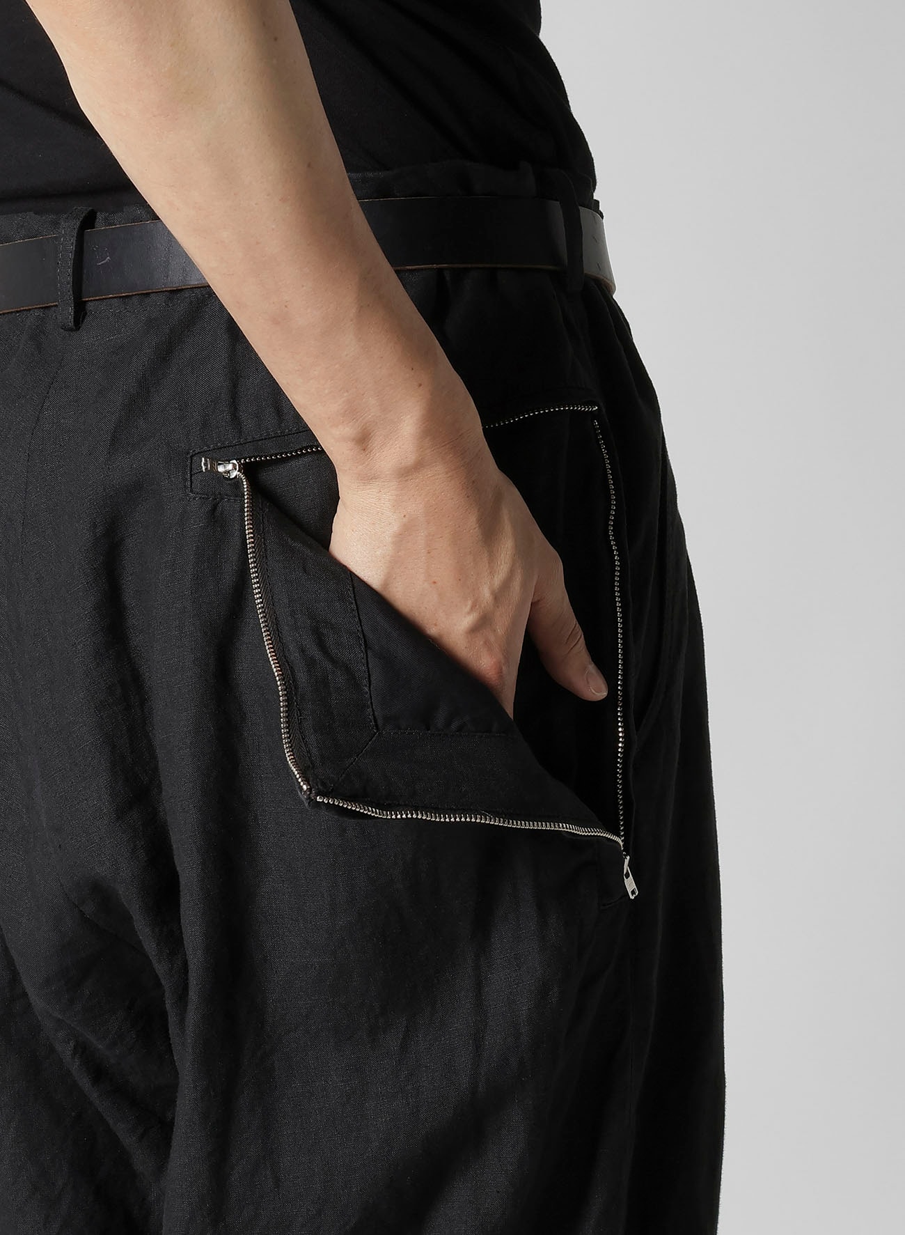 Y's for men x 120% LINO LINEN BACK SIDE ZIPPER PANTS