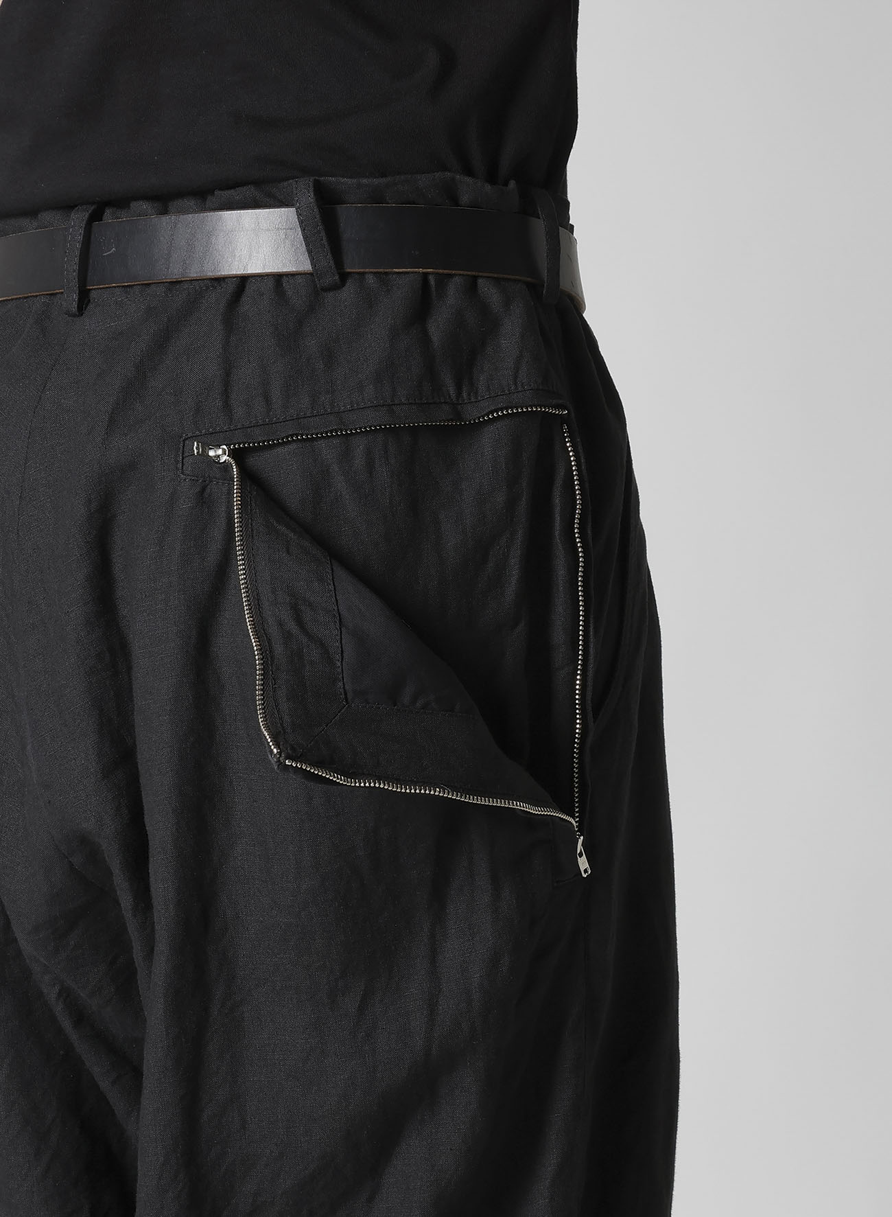 Y's for men x 120% LINO LINEN BACK SIDE ZIPPER PANTS