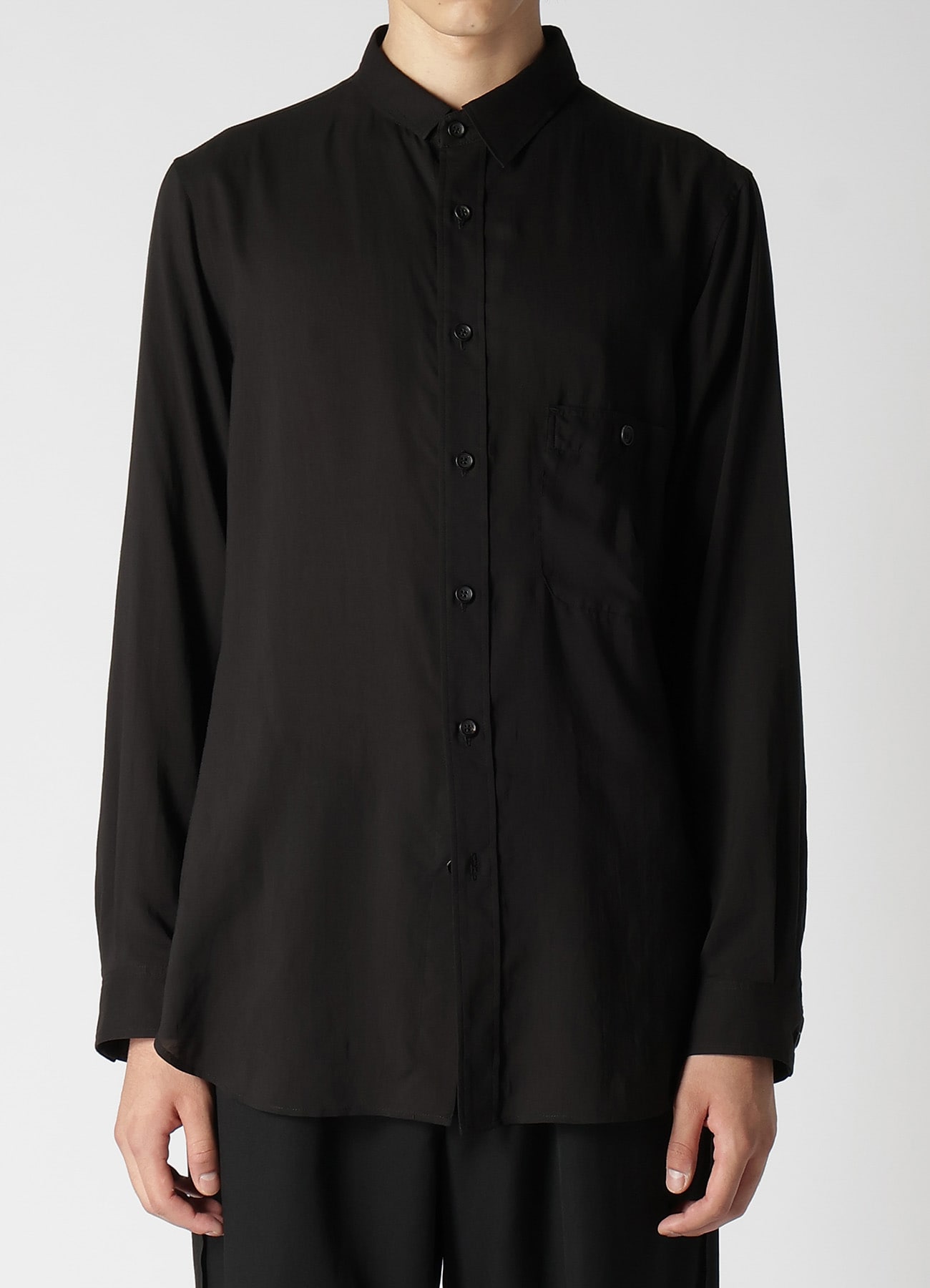 CELLULOSE LAWN SHIRT WITH ASYMMETRY COLLAR