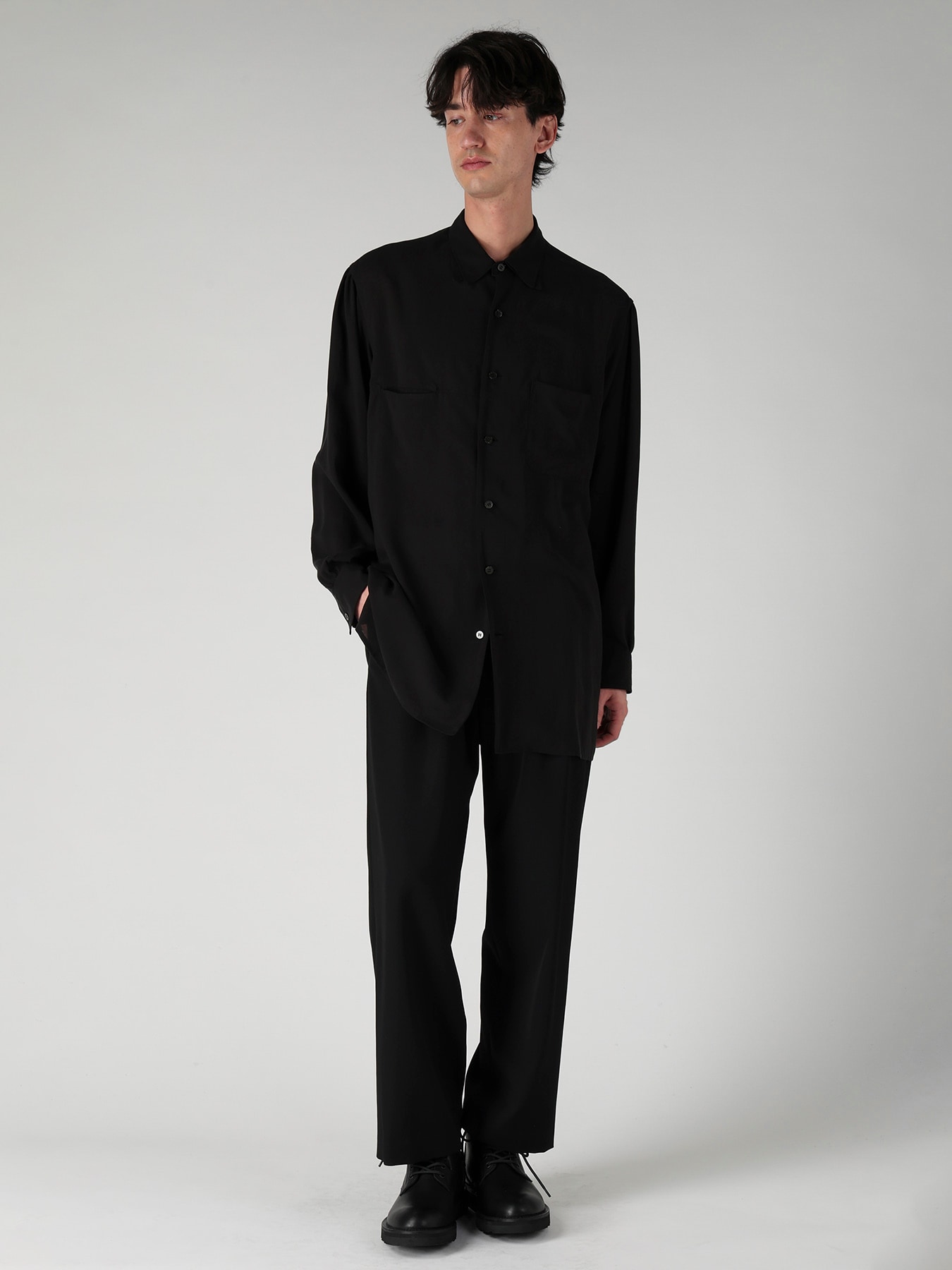 CELLULOSE LAWN DOUBLE COLLAR SHIRT