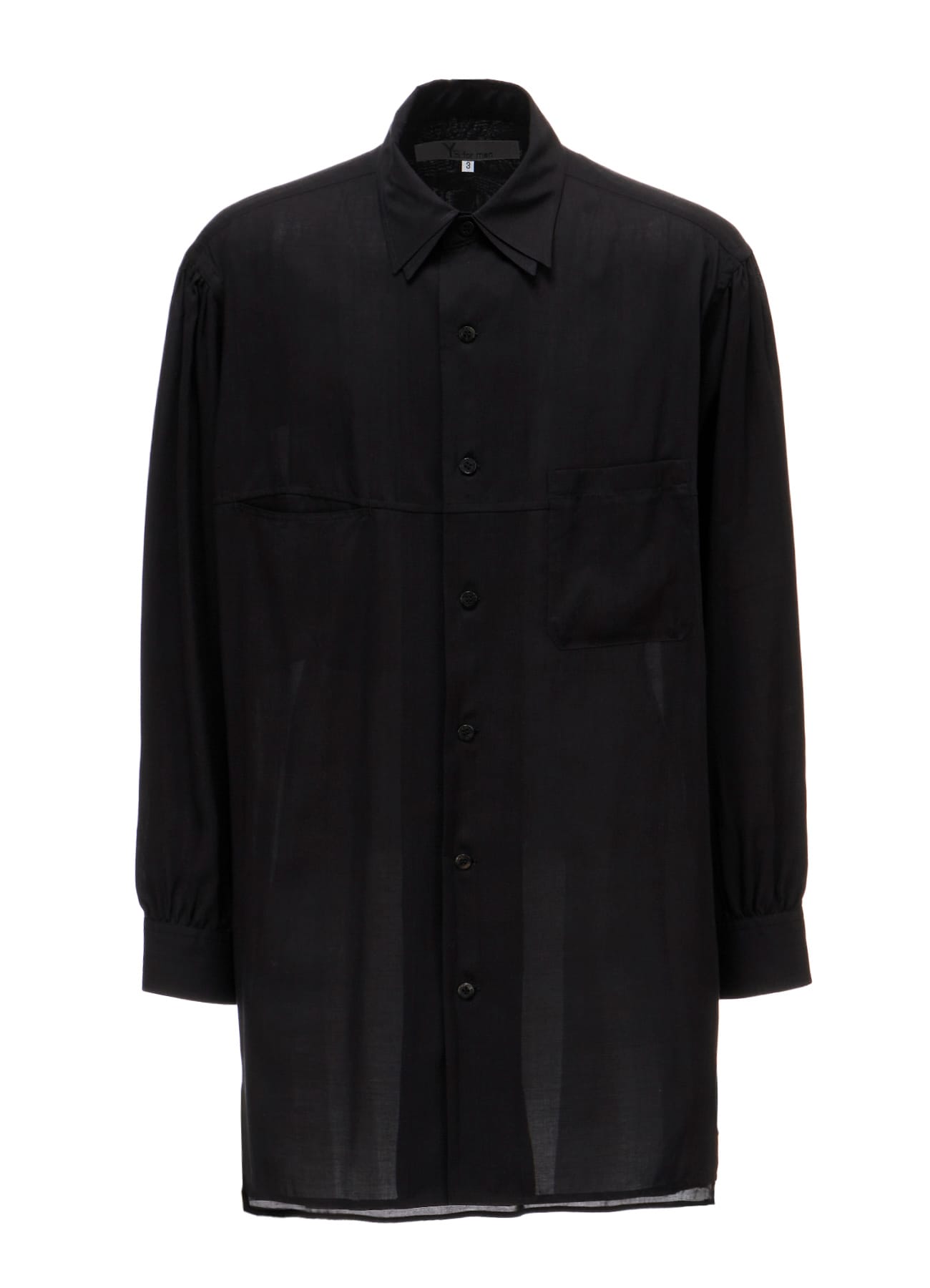CELLULOSE LAWN DOUBLE COLLAR SHIRT