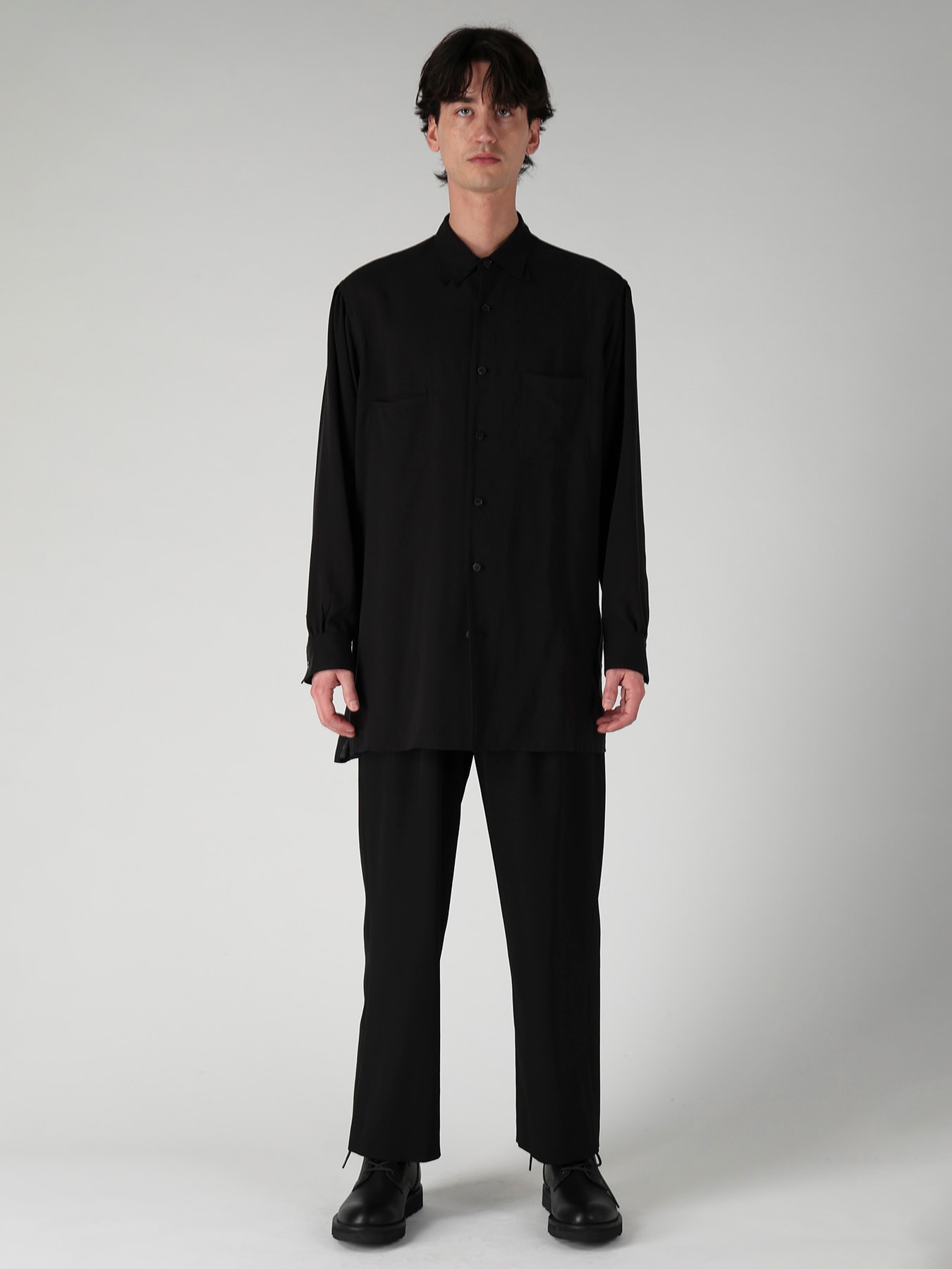 CELLULOSE LAWN DOUBLE COLLAR SHIRT