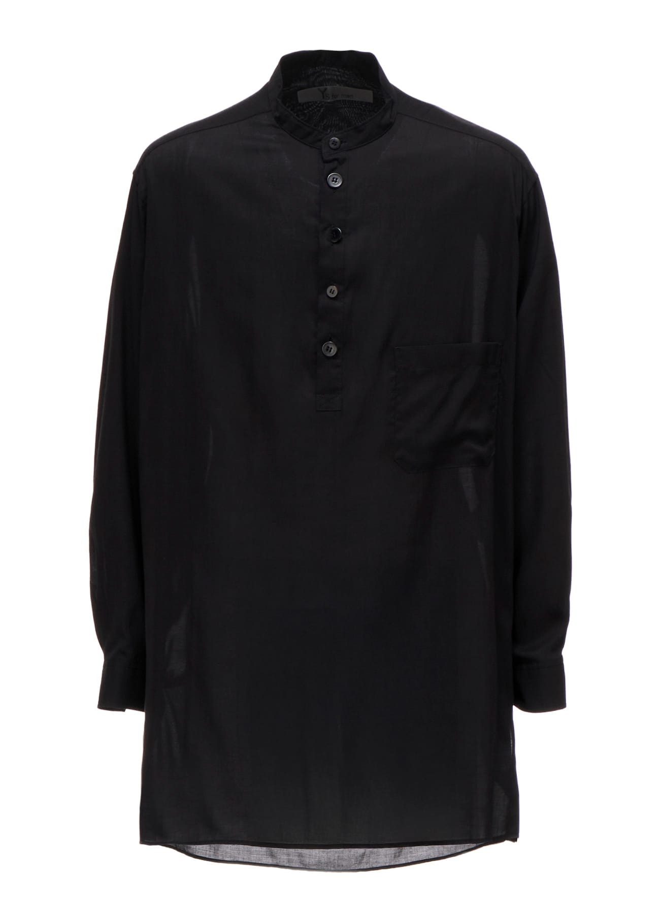 CELLULOSE LAWN STAND COLLAR SHIRT