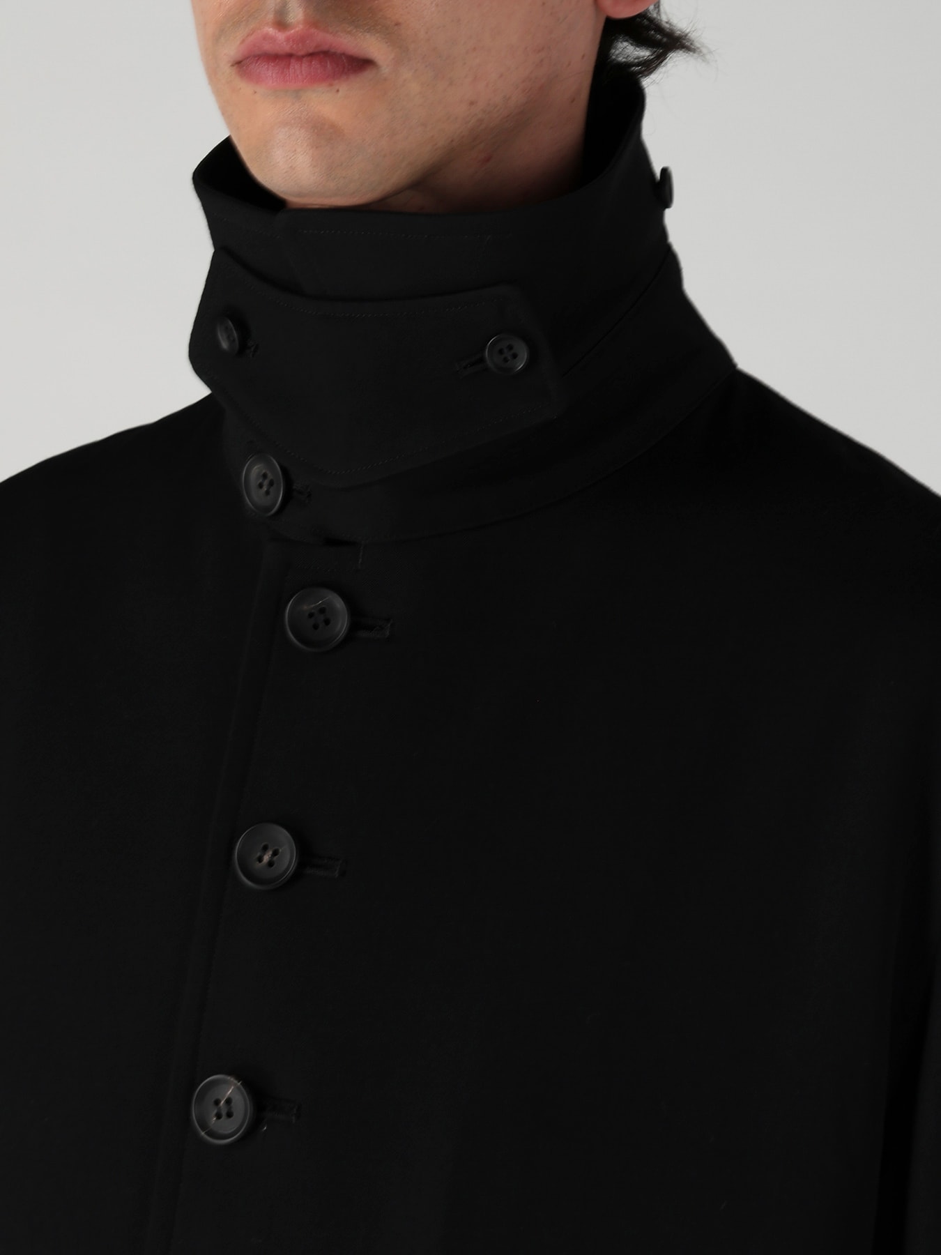 WOOL GABARDINE STAND COLLAR COAT