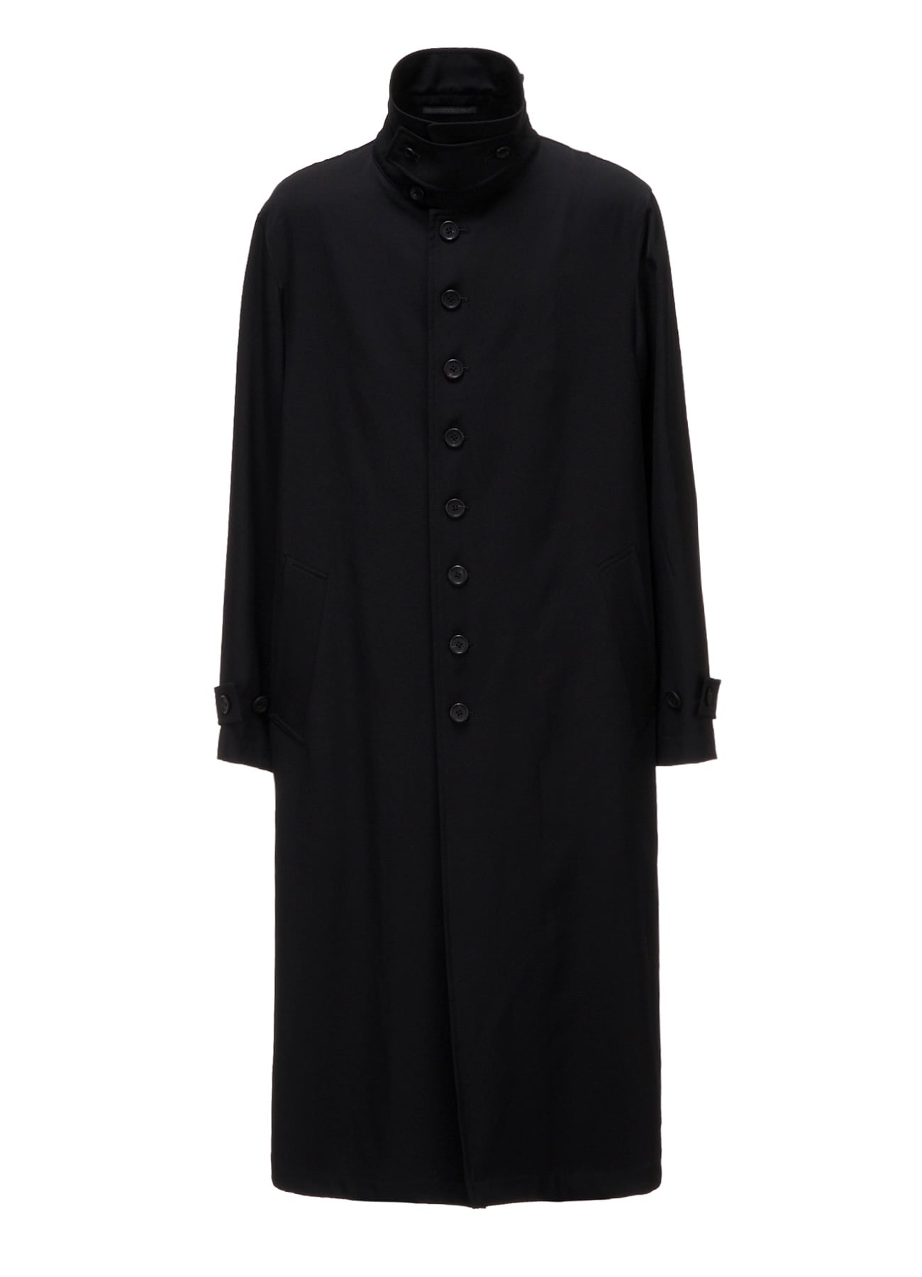 WOOL GABARDINE STAND COLLAR COAT