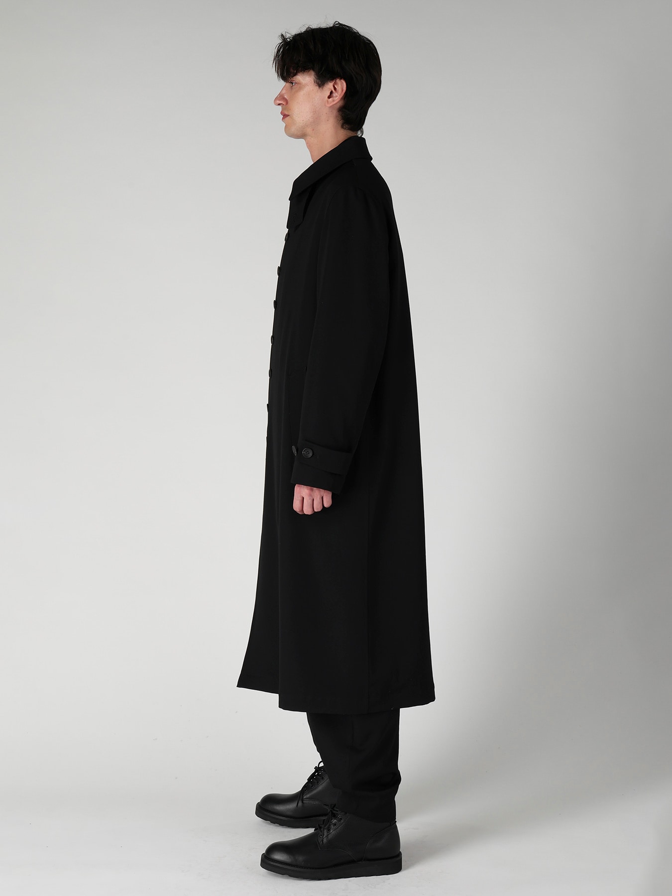 WOOL GABARDINE STAND COLLAR COAT