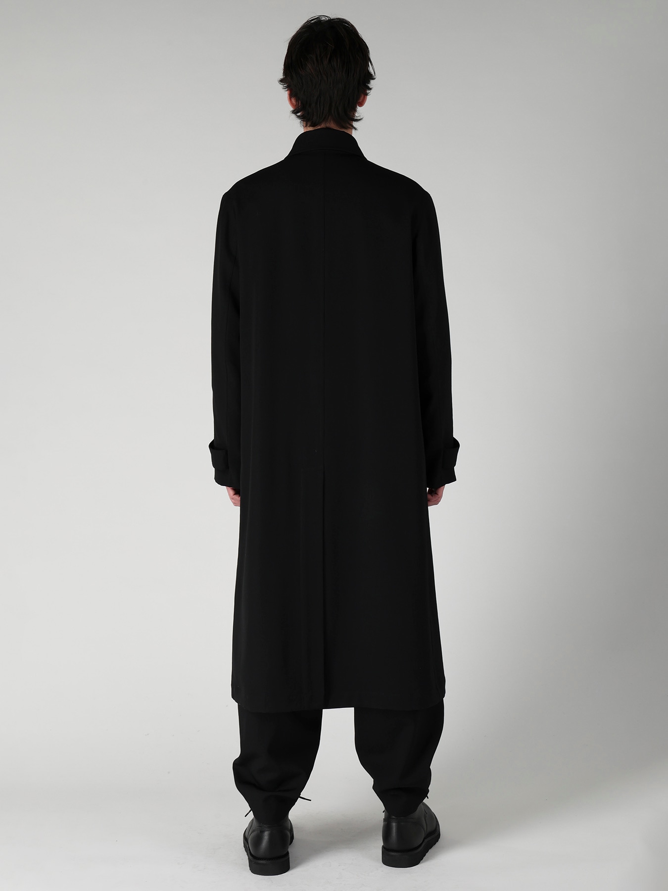 WOOL GABARDINE STAND COLLAR COAT