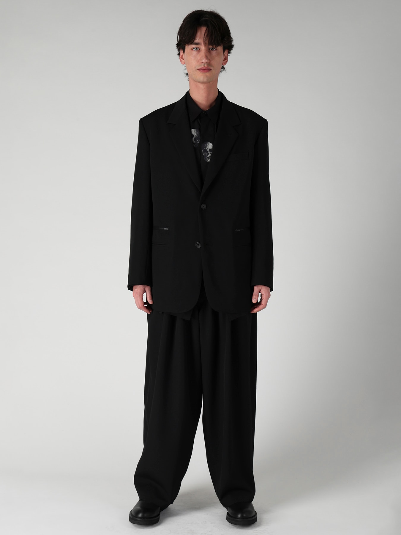 WOOL GABARDINE LEFT AND RIGHT CHANGE POCKET JACKET