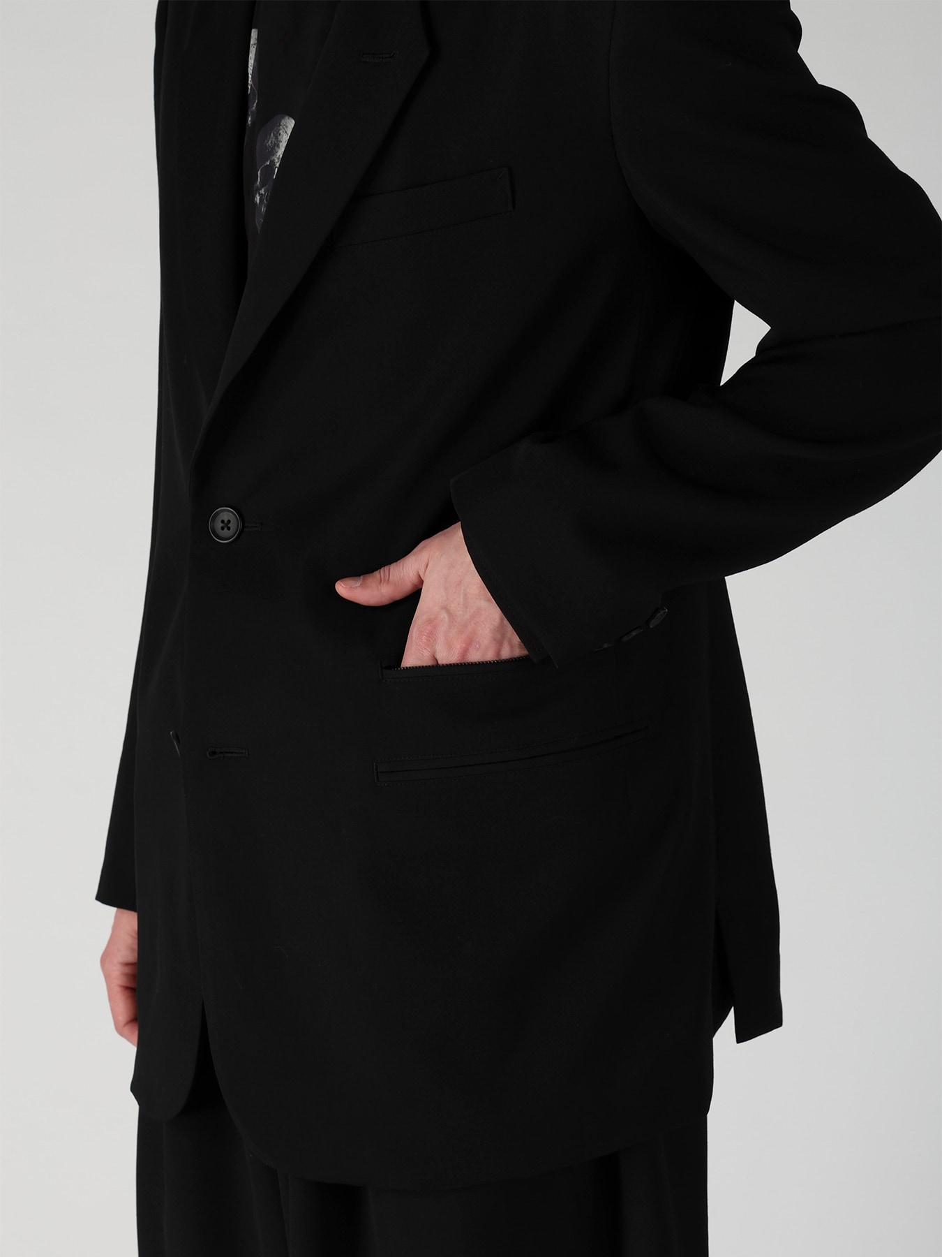 WOOL GABARDINE LEFT AND RIGHT CHANGE POCKET JACKET