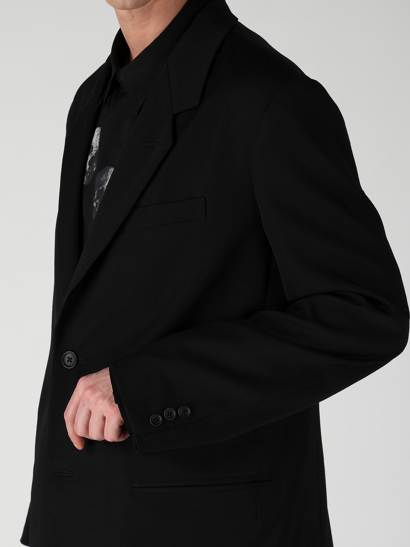 WOOL GABARDINE LEFT AND RIGHT CHANGE POCKET JACKET