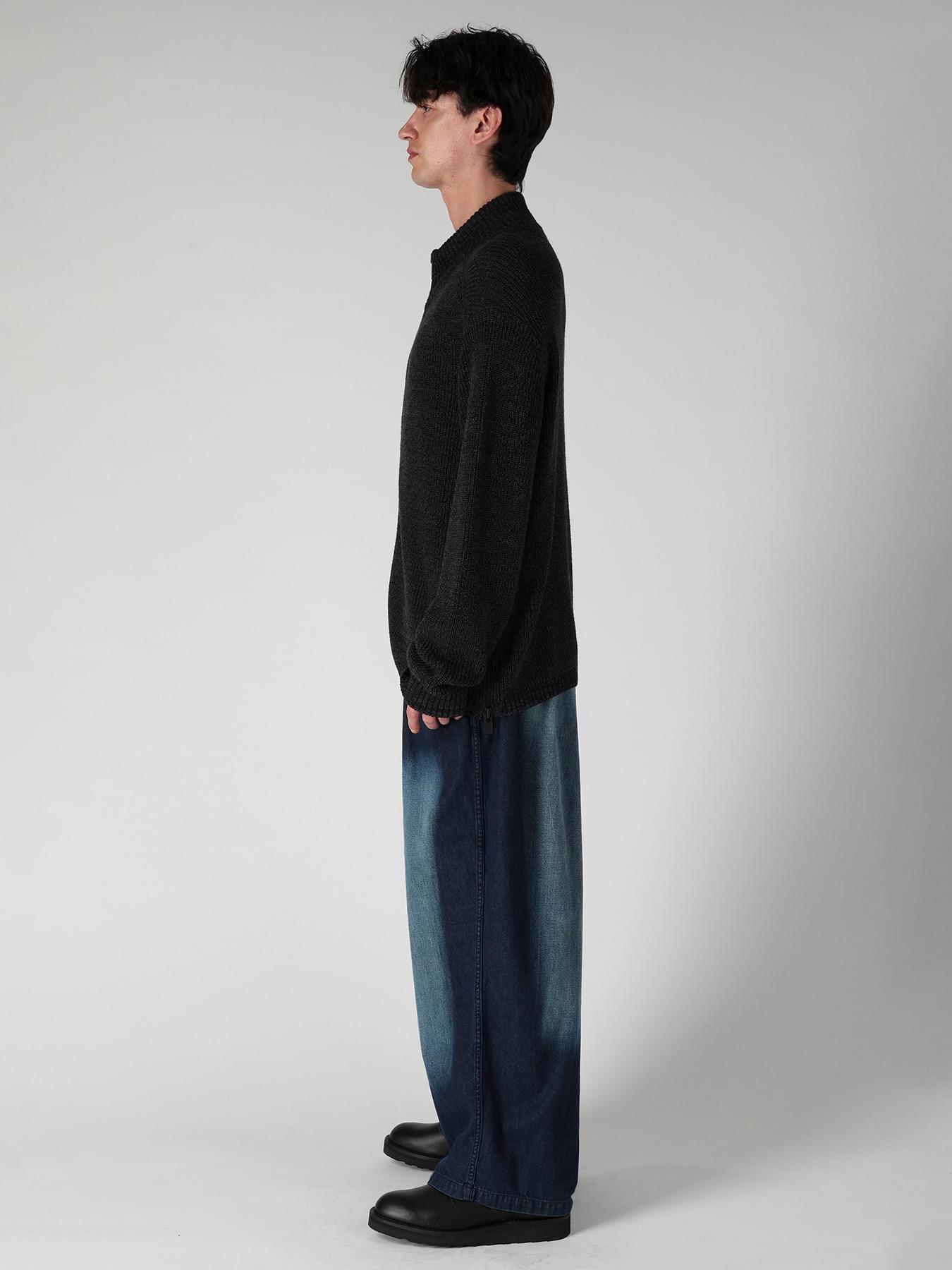 ZIP HIGH NECK KNIT CARDIGAN