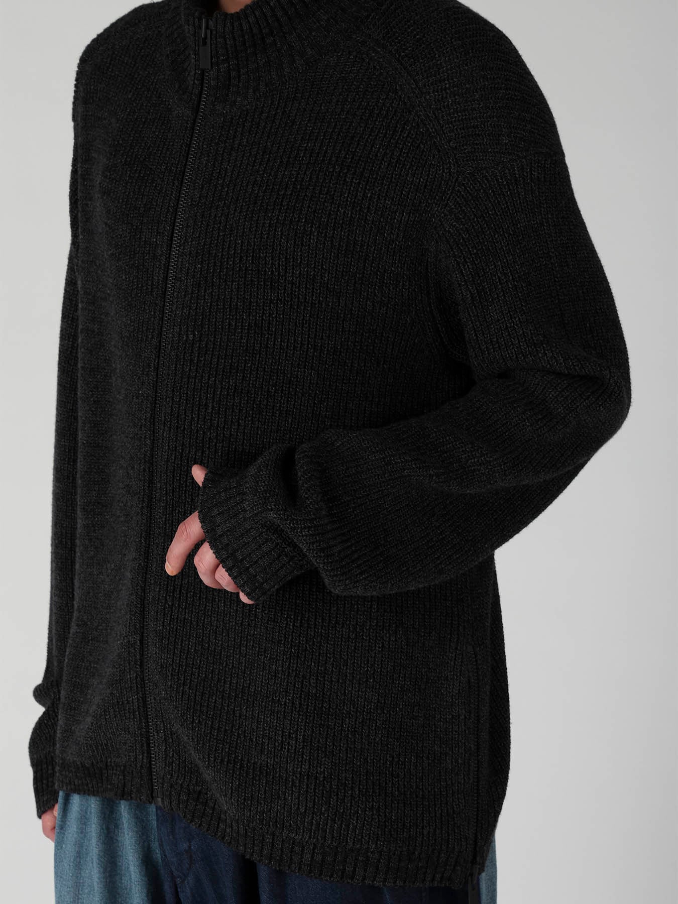 ZIP HIGH NECK KNIT CARDIGAN