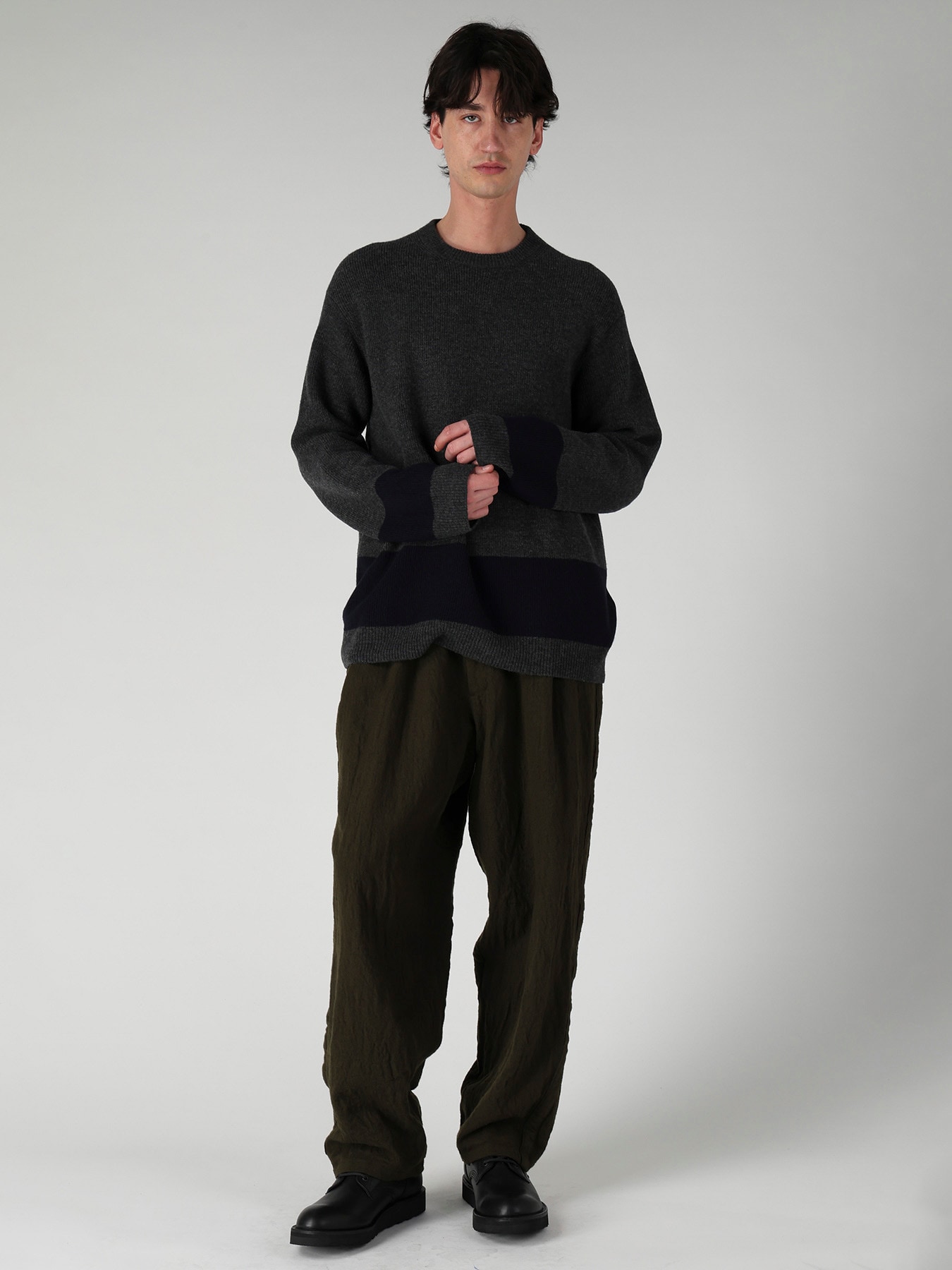 COLOR COMBI ROUND NECK KNIT PO