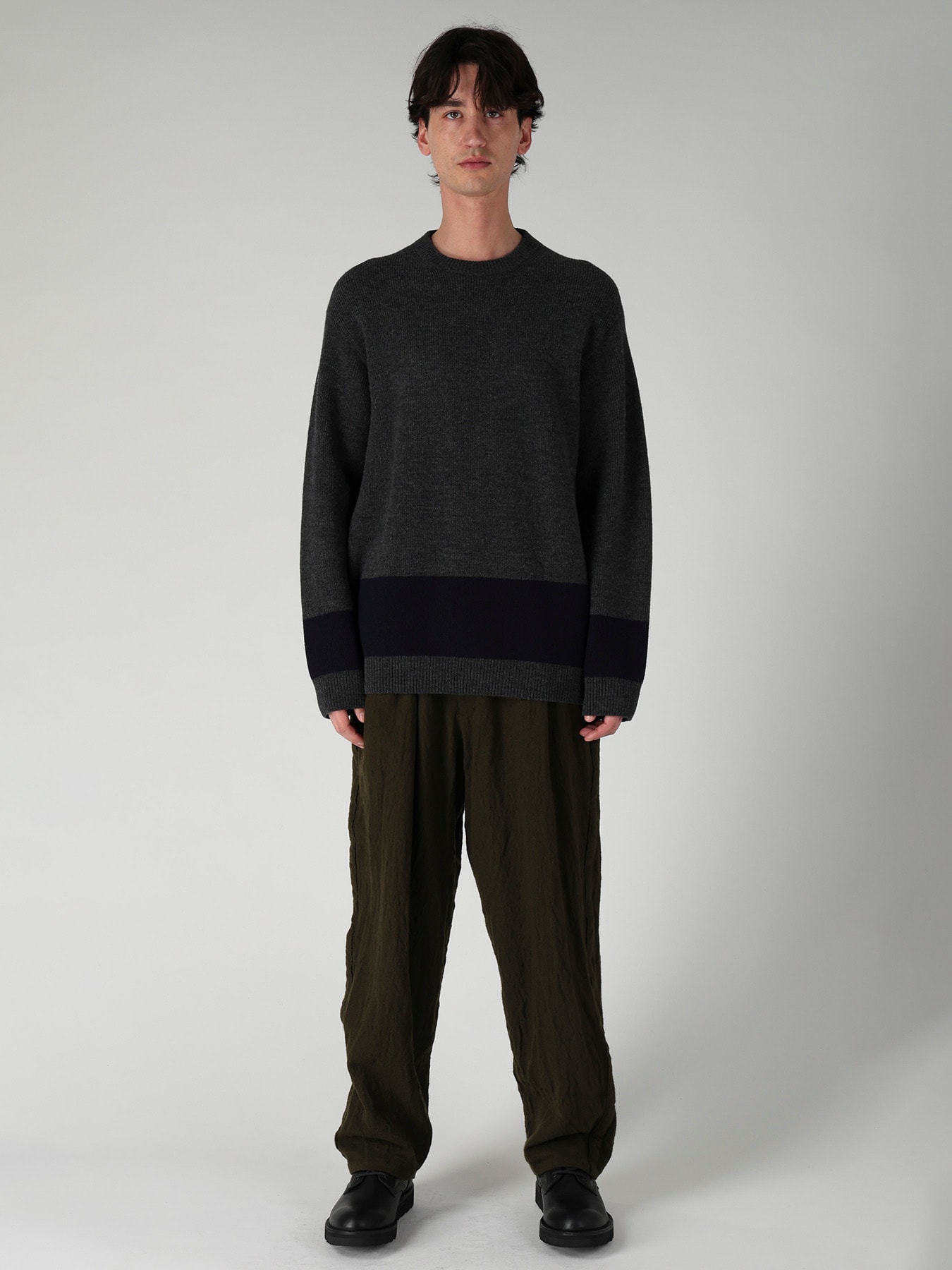 COLOR COMBI ROUND NECK KNIT PO