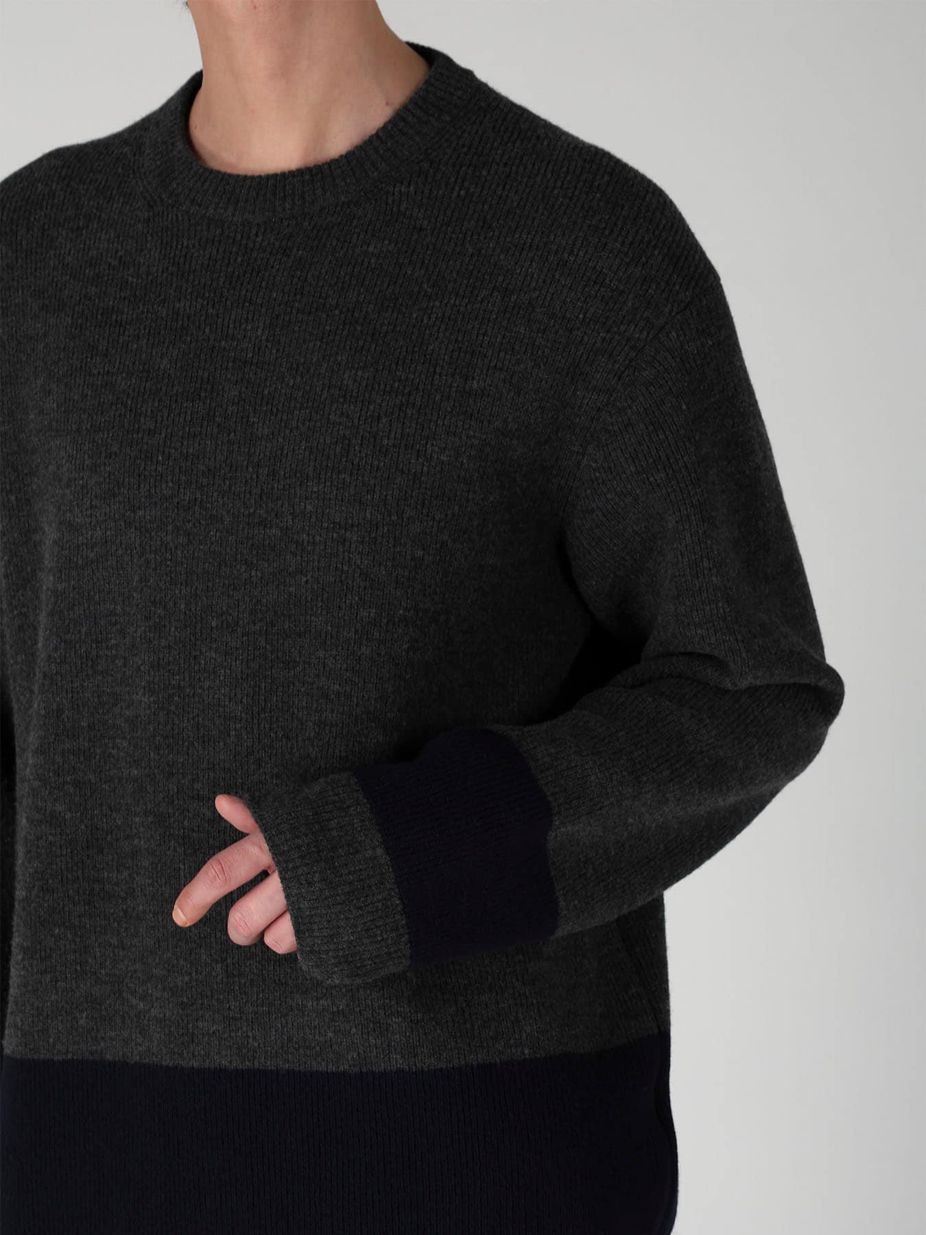 COLOR COMBI ROUND NECK KNIT PO